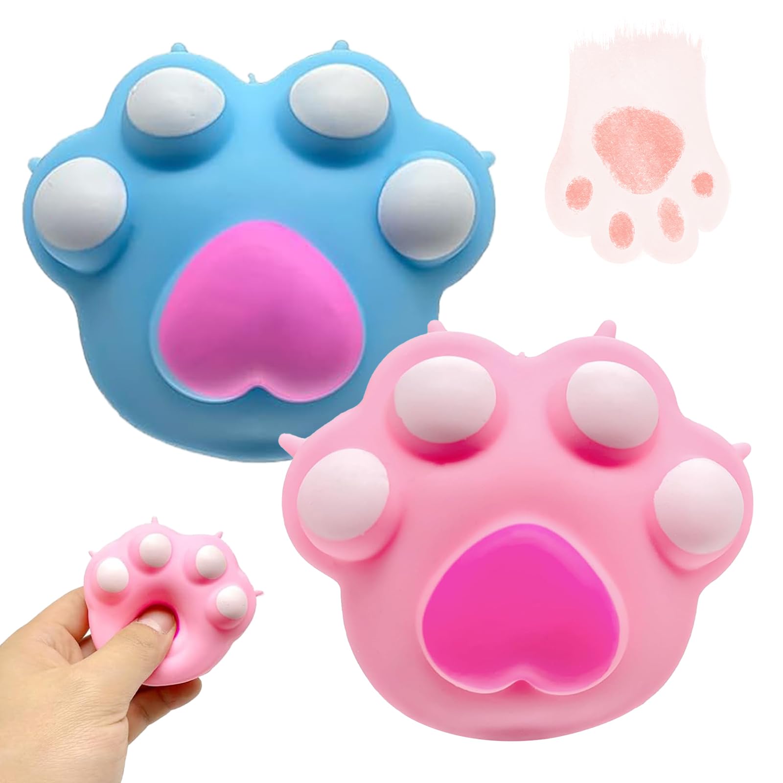 2 Katzenpfoten Squishys - Anti-Stress Spielzeug In Pink & Lila
