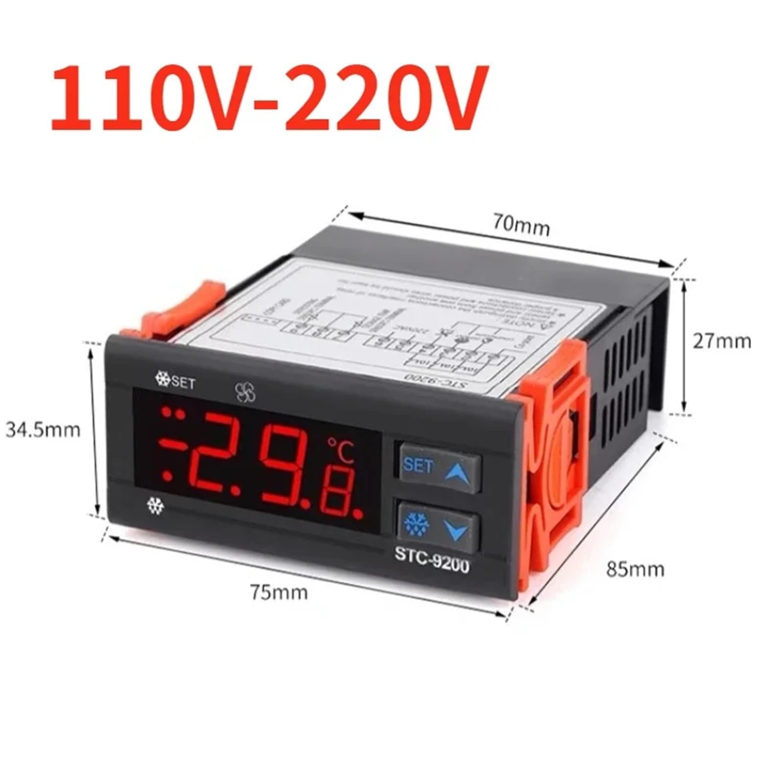 STC-9200 Microcomputer Regolatore di Temperatura Termostato Regolatore Termoregolatore con Funzione di Sbrinamento Refrigerazione(AC 110-220V)