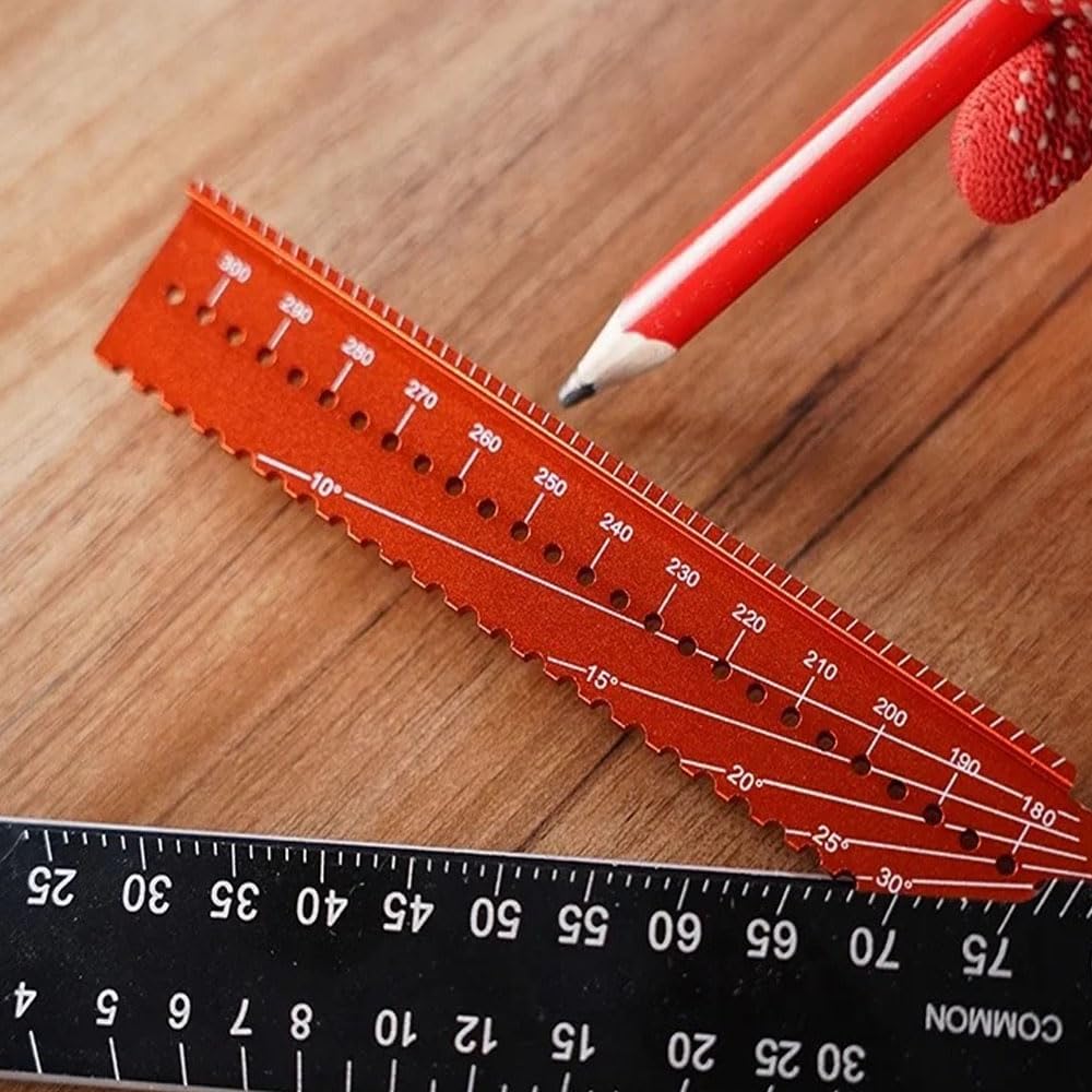 Regla triangular plegable, herramienta de carpintería de aleación de aluminio, ajuste ajustable, goniómetro de precisión para carpintero, ingeniero, arquitecto (6 pulgadas)