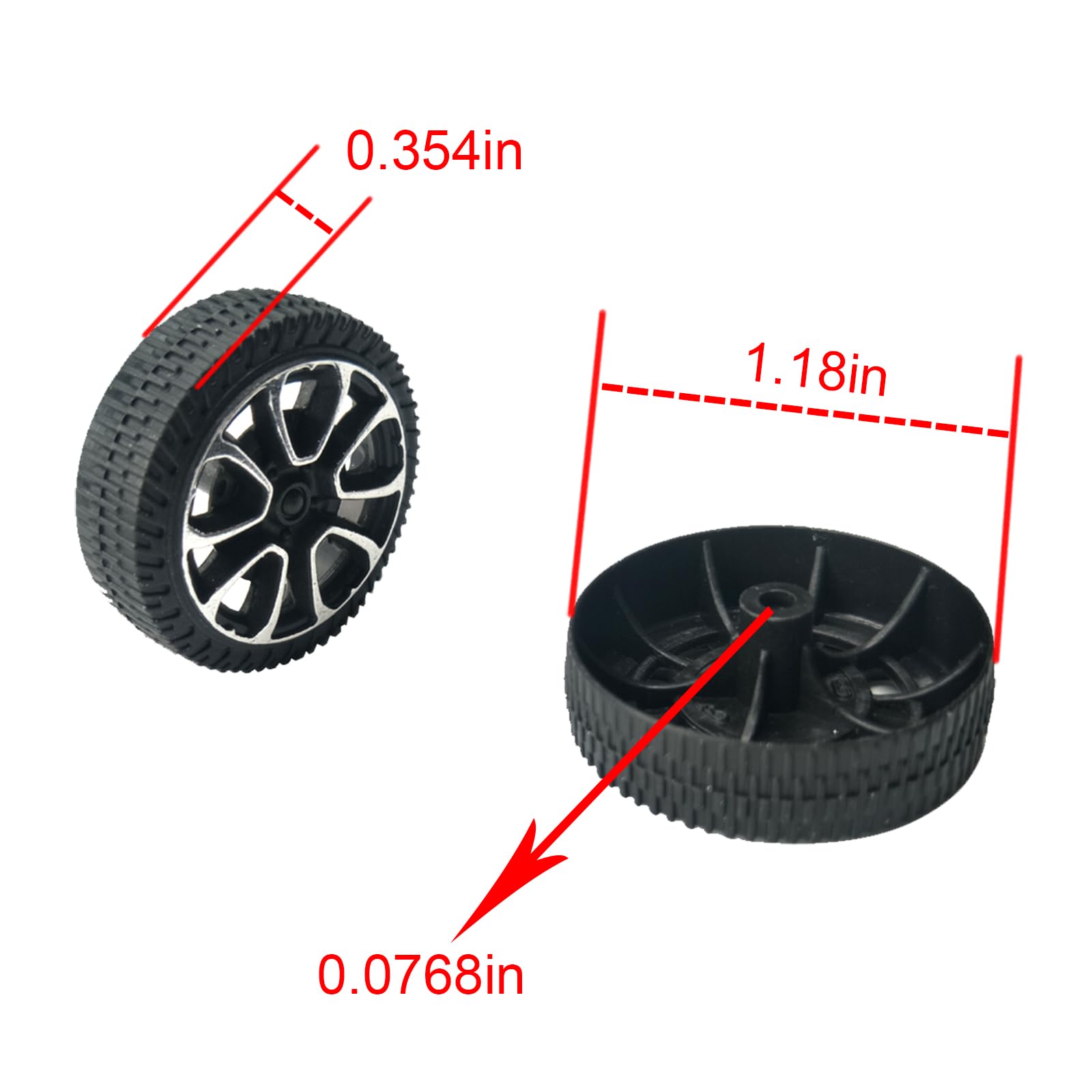 EUDAX 100pcs Plastic Roll 2mm Dia Shaft Car Truck Model Toys Wheel (30mmx9mm) (Pack of 3) — Amazon image 2