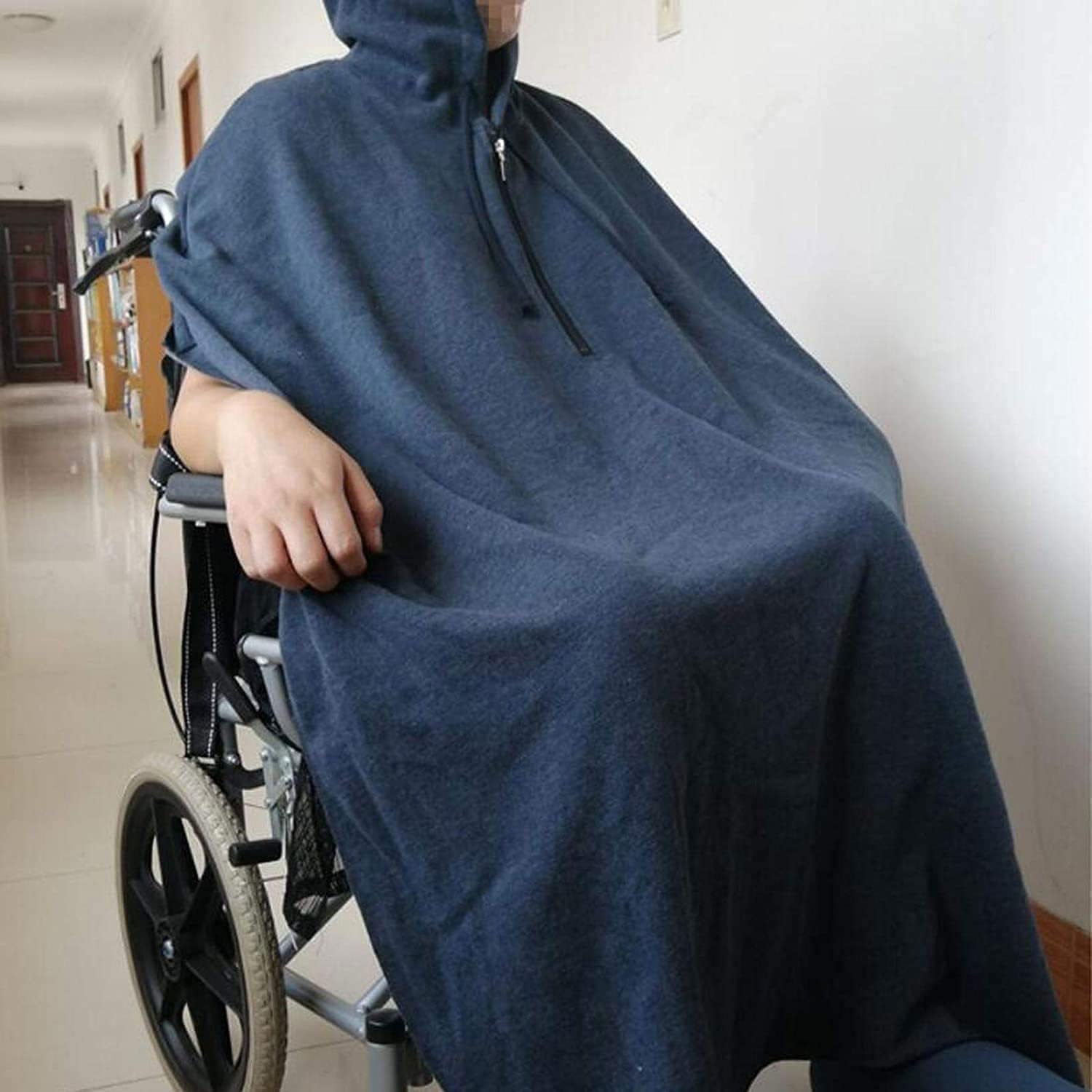Wheelchair Cover Thermal Hooded Cape? Wheelchair Blanket Hooded Large Warm Shawl for Disabled Senior Elderly 115×130cm