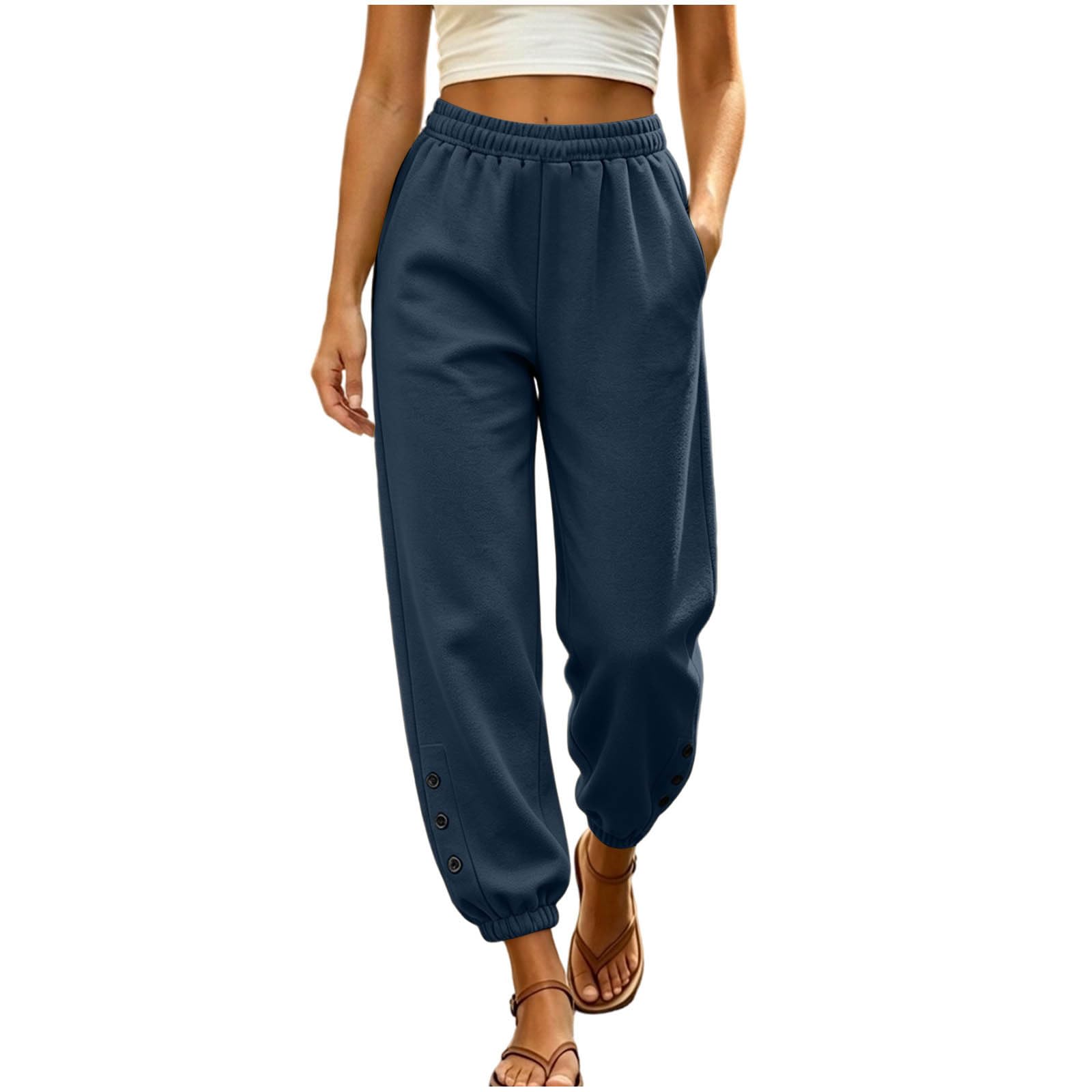 Pantaloni Tuta Donna Pantaloni a Gamba Larga con Elastico in Vita Pantalone Jogger con Coulisse Comodi Pantlone Cotone Morbidi Pant Baggy Tinta Unita Pants Lunghi per Allenamento Jogging Fitness