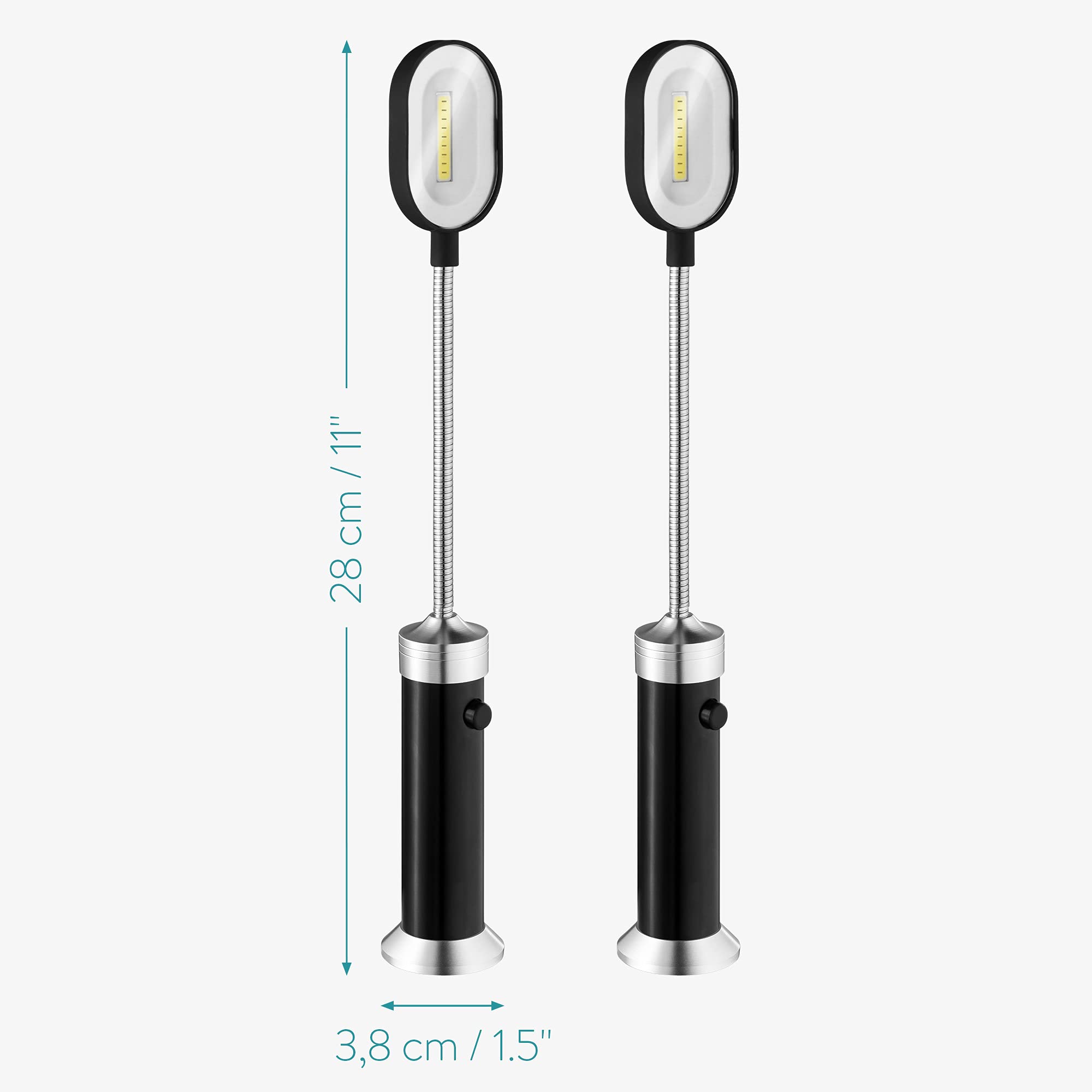 Navaris 2 x magnetyczna lampa COB LED BBQ - obracana o 360° - akcesoria do grill, światło magnetyczne - oświetlenie na baterie