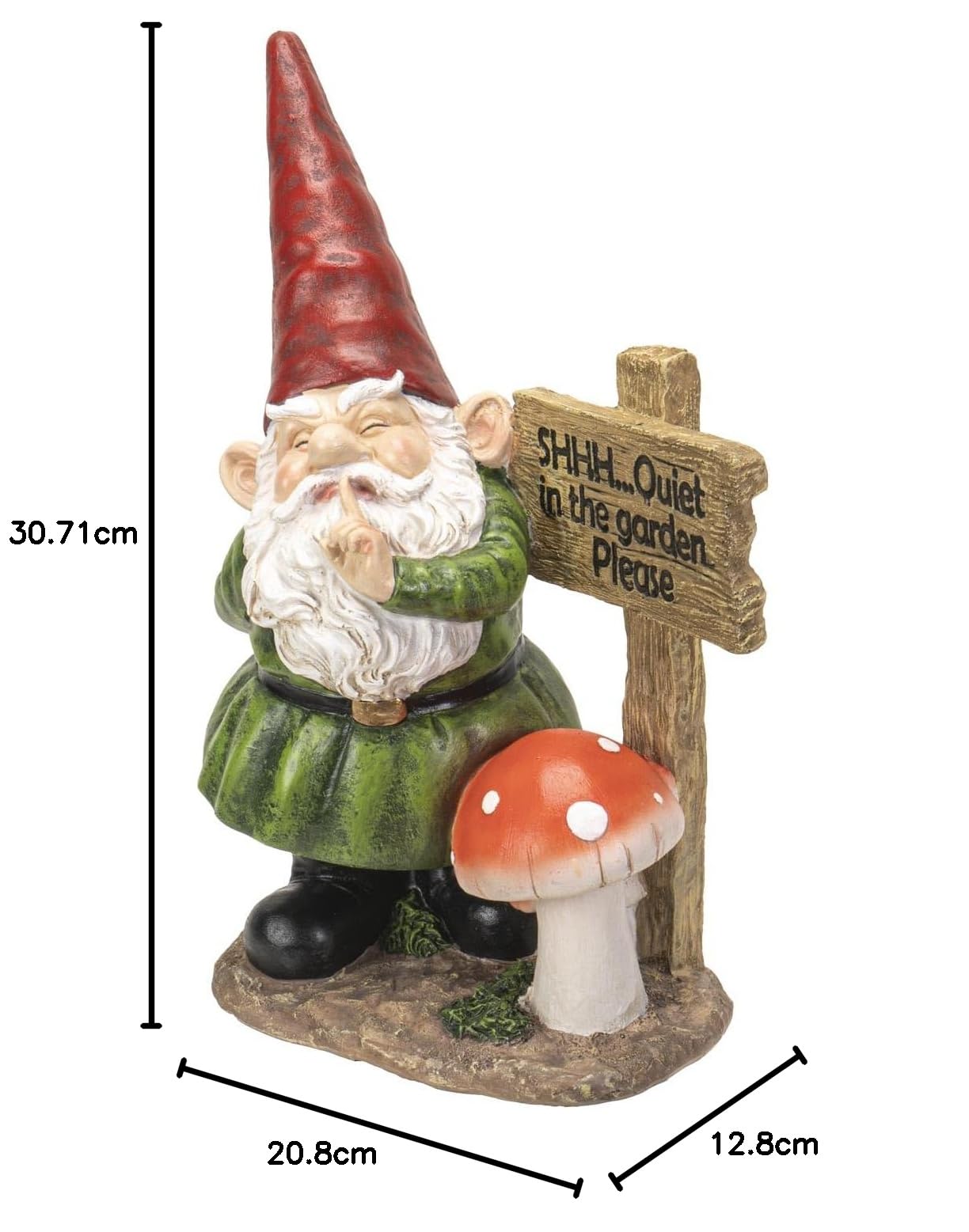 Garden Gnome with Shh-Quiet Sign Resin Figurine