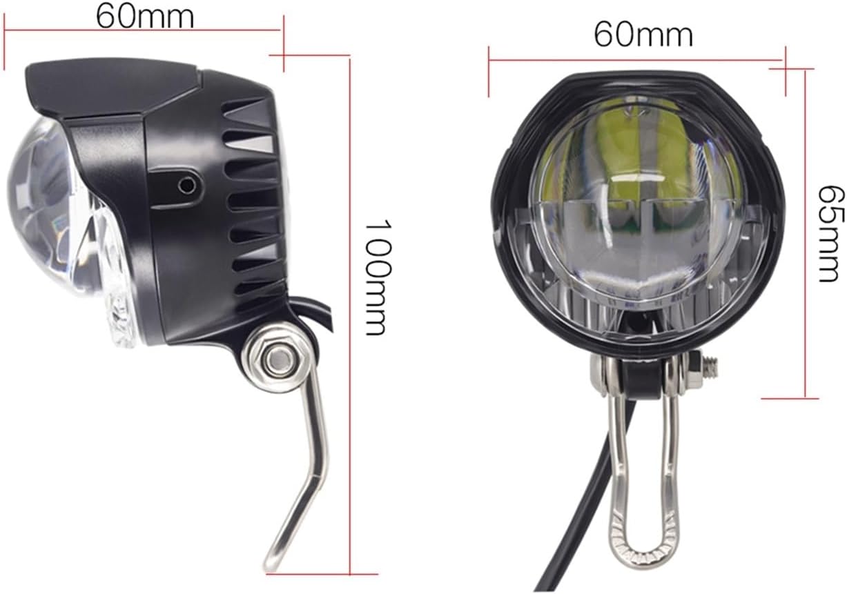E-Bike Light Headlight 85 Lux Input DC 12V 36V 48V Ebike Lamp Install Handlebar LED Electric Bicycle Light with Horn