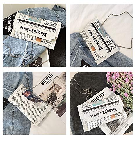 'Newspaper' Handbag, Fashion Envelope Clutch, Cross-body Shoulder Purse, Soft PU Leather Handbags for Women/Girls4