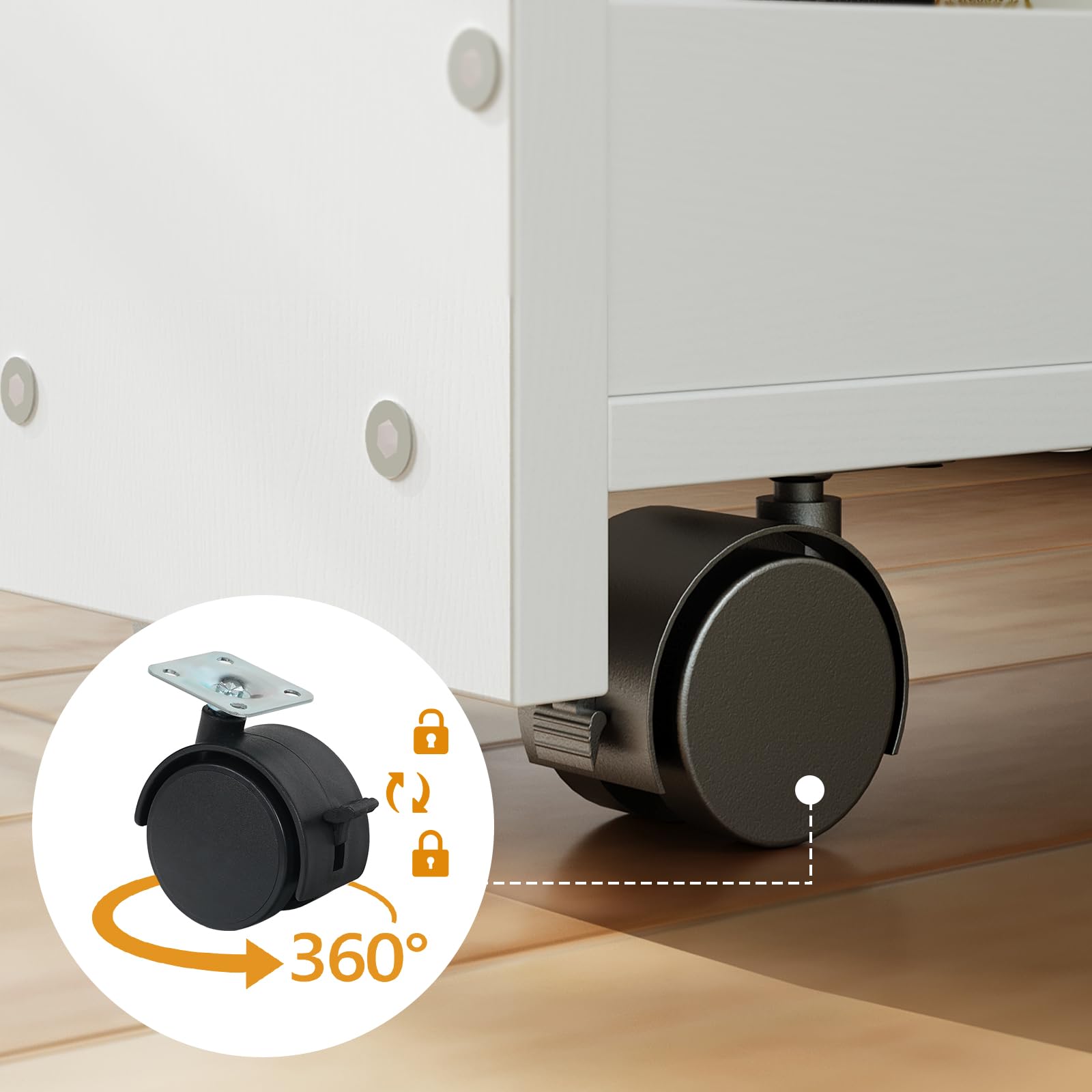 HOOBRO Carro Estrecho de 4 Niveles, 40 x 15 x 85,5 cm, con 4 Ruedas Giratorias Bloqueables, para Espacio Pequeño, Cocina, Baño, Sala de Estar, Blanco y Natural EWN84TC01
