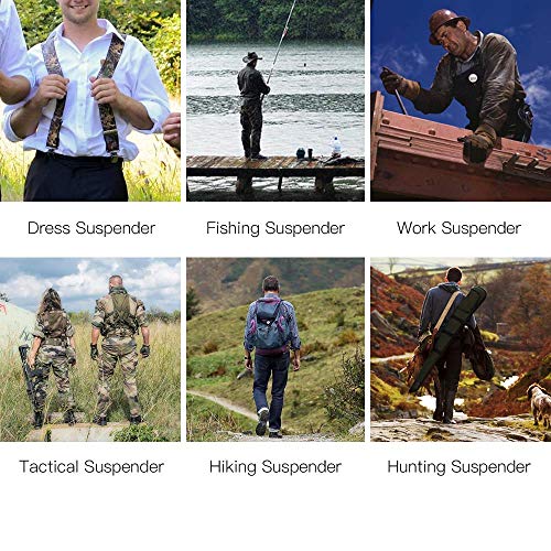 Refinemmee Camo Suspenders For Men & Women Tactical Style 2 Inch Wide Big & Tall Elastic Adjuastable Clips On X Shape Heavy Duty thumb #6
