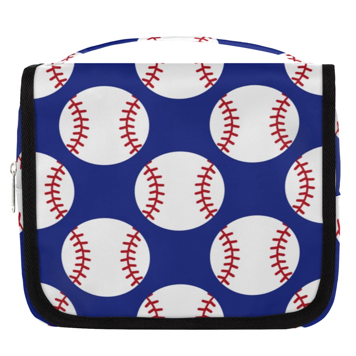 Baseball niebieski wzór podróżna kosmetyczka piłka torba do mycia torba uniseks wiszące przybory toaletowe kosmetyczne organizer do makijażu, wielobarwny, Jeden rozmiar