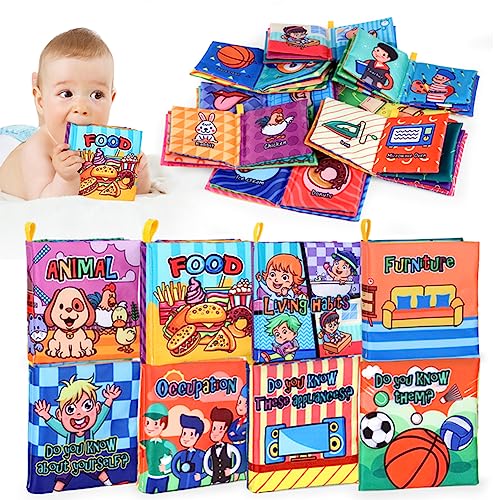 Image of Mankoda Baby Books 0-6-12 Months, 8PCS Best Baby Books, Indestructible Crinkle Books for Babies, Early Education Soft Book & Baby Toys for Babies, Non-Toxic and Washable Newborn Books