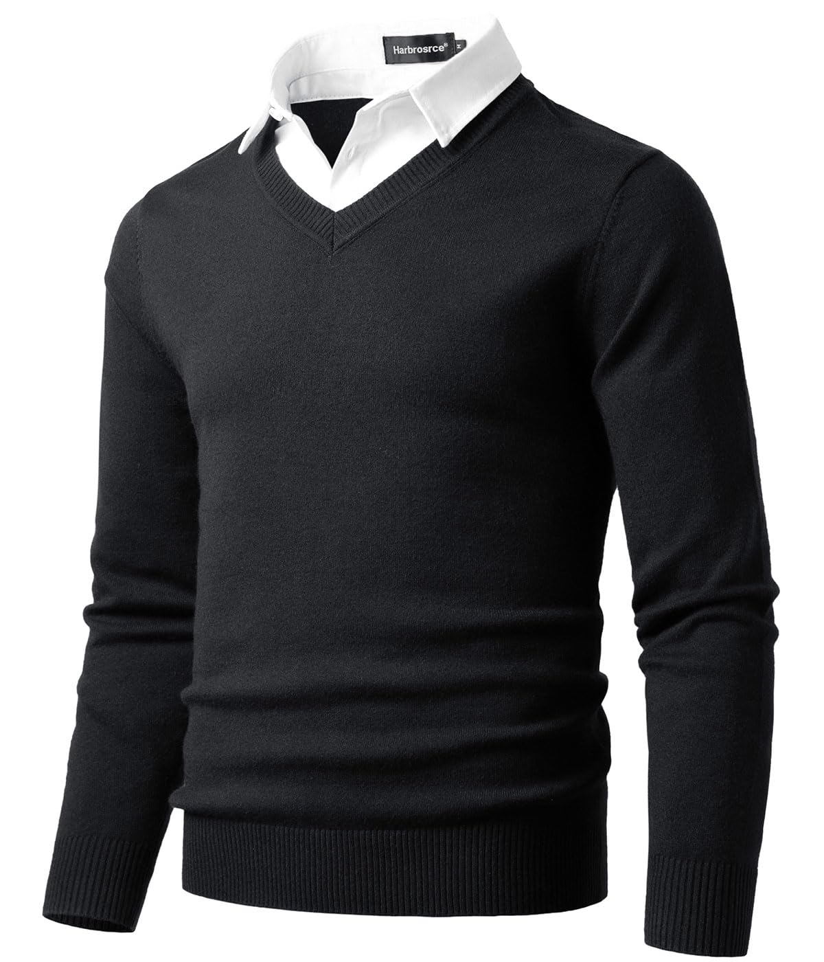 Maglione Uomo Collo a V Felpa a Maglia a Maniche Lunghe in Maglioncino con Collo Camicia Basic Lavorato Pullover Sweatshirt
