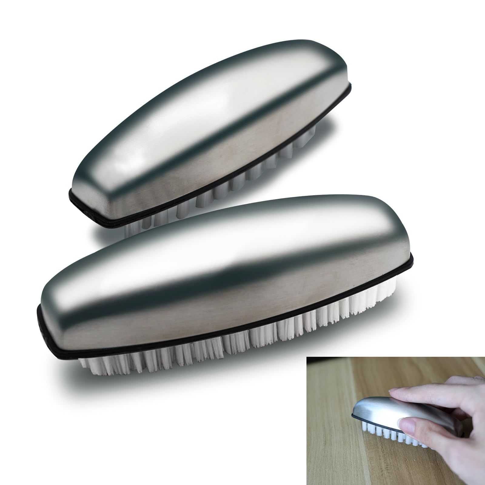 2 Pcs Stainless Steel Nail Brushes for Cleaning Nails Nail Cleaning Brushes, Finger Tip Scrubbing Brush