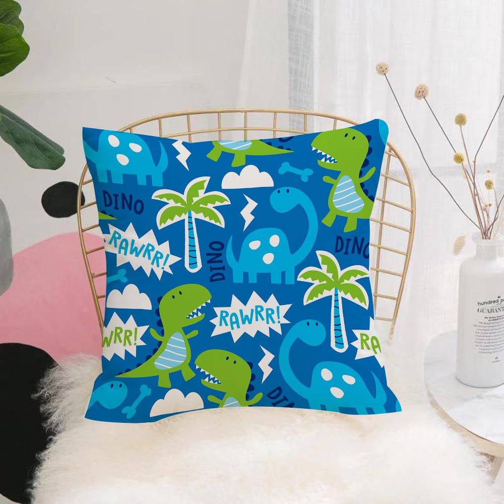 Hyosxw Seamless Dinosaur Animal Pattern Vector Illu - A9 Cushion Cover,Throw Pillow Case Home Decorative For Living Room Bedroom Sofa Chair 18X18 Inch,Seamless Dinosaur Animal Pattern Vector Illustration,Pillowcase 45X45cm