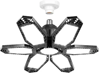 Luyata LED Garage Lights, 160W Deformable LED Garage Ceiling Light Shop Lights Bulbs with 6 Adjustable Panels for Garage Workshop Basement Support E26/E27 Screw Socket