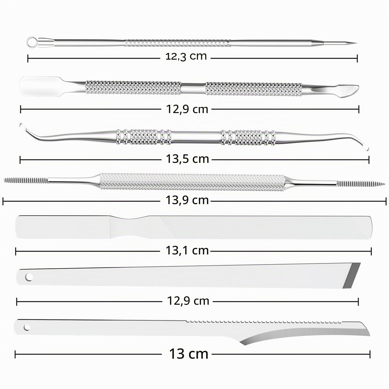 ZIZZON 7 Pcs Ingrown Toenail File and Lifters Set, Stainless Steel Ingrown Toenail Removal Kit, Under Nail Cleaner Pedicure Tools