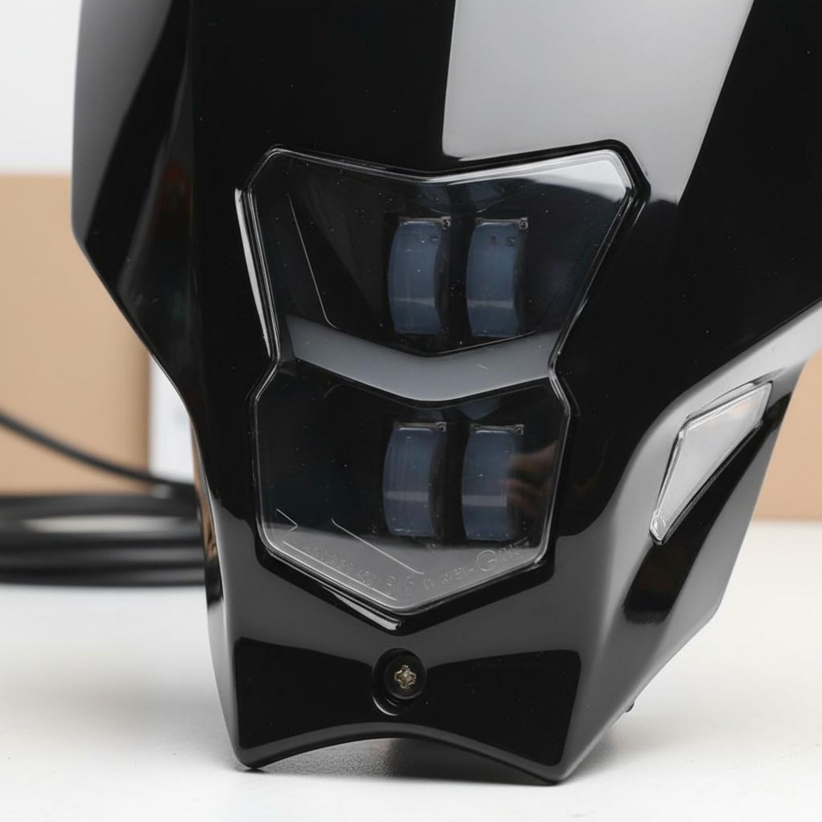 rockible Phare Phares Avant Optique LED Éclairage Face Agressive avec LED Intégrées pour Faisceau Puissant Boîtier Étanche Résistant aux Chocs Compatible 12V, Blanc
