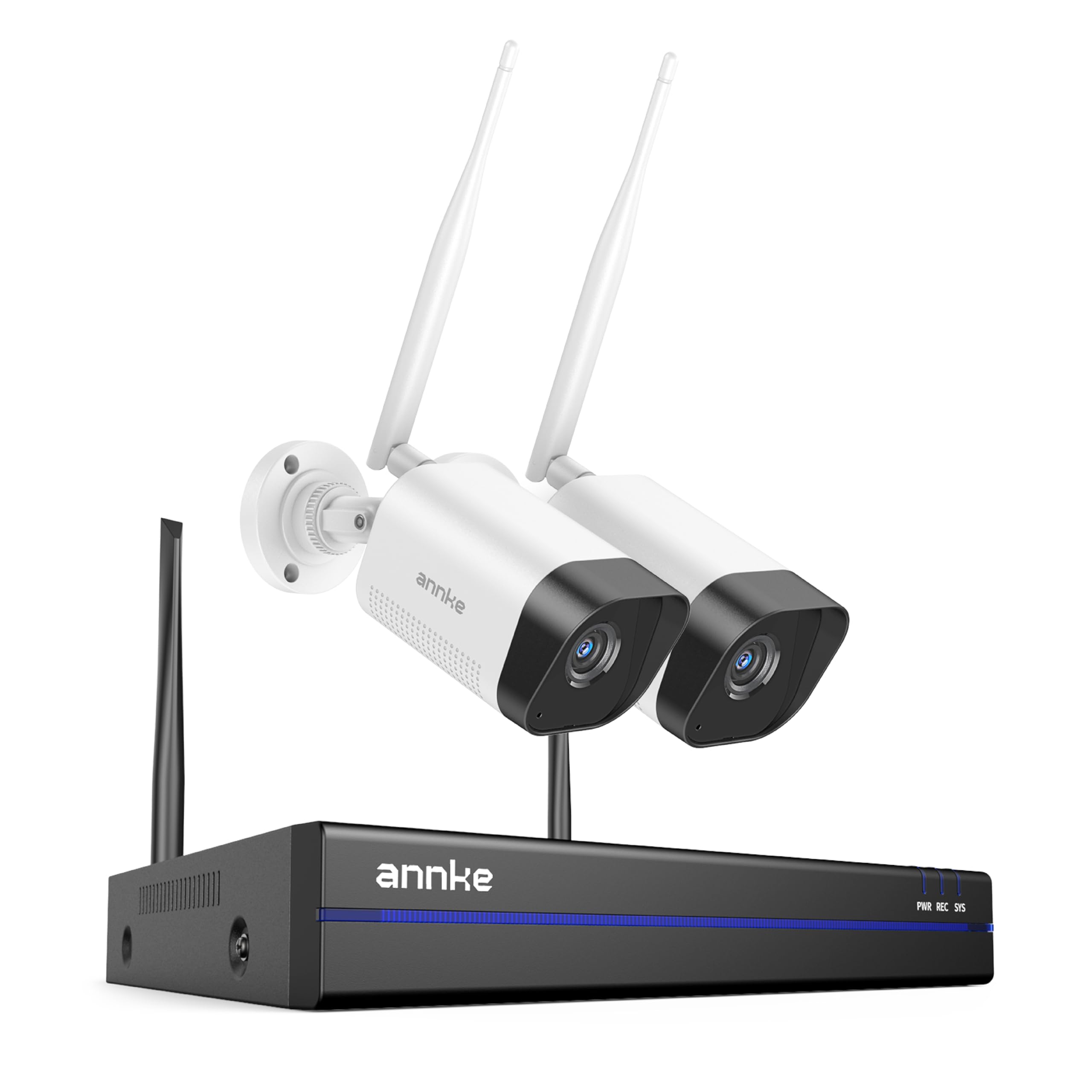ANNKE Set di telecamere di sorveglianza da 3 MP, 2 telecamere IP da 8 MP e 16 CH 4 K NVR per registrazione 24/7, per interni esterni, riconoscimento intelligente delle persone, audio a 2 vie, visione