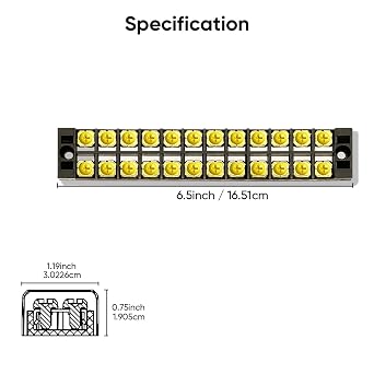 Terminal Block 2 Wrapped 12 Circuits 30A 450v Double-Row Screw terminals and 48 Pieces Connectors