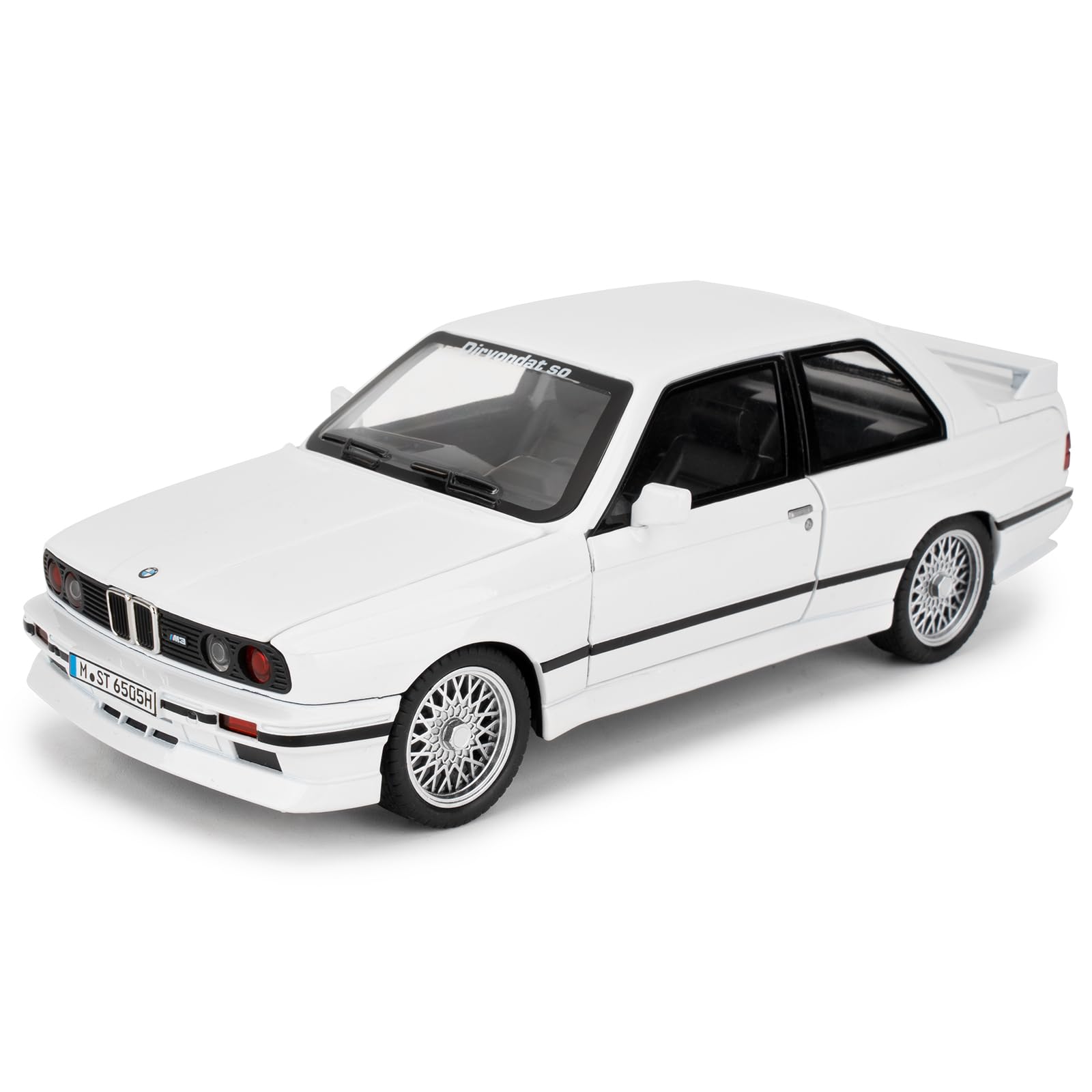 1/24 BMW M3 model car, alloy die-casting toy car, collectible toy model car, gift for kids, toy car with sound and light function and pull back function (white