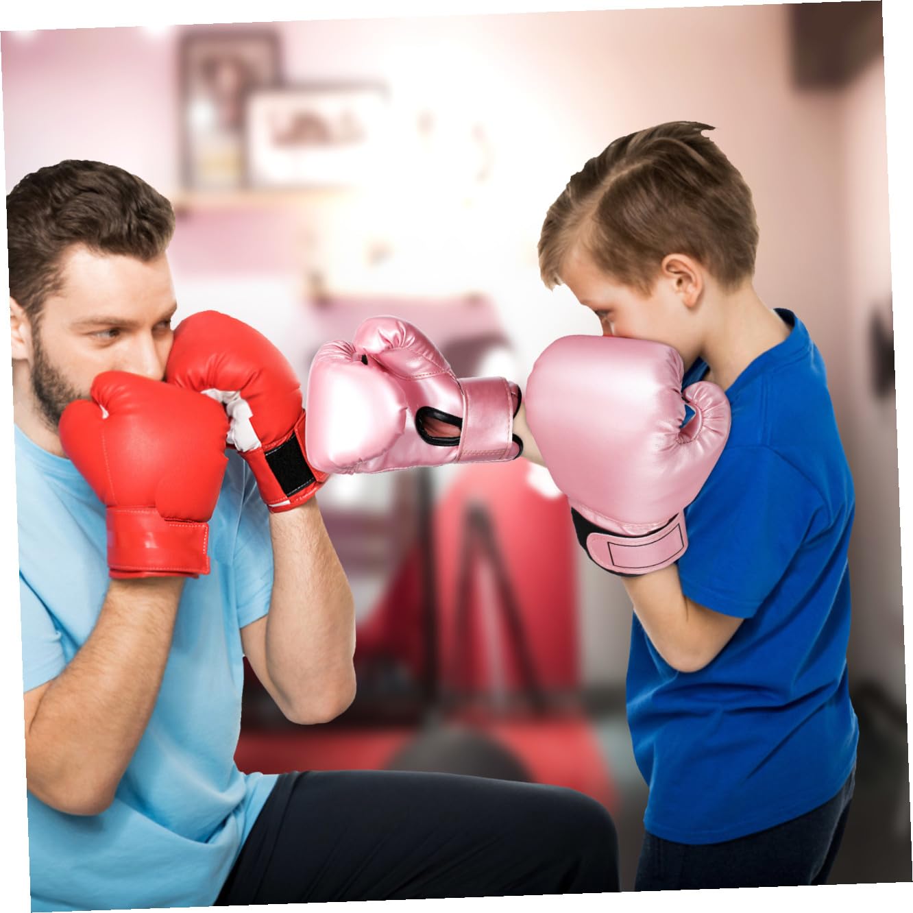 Kisangel 1paio Guantoni Boxe Per Sparring Regolabili Pu Imbottitura Per Kickboxing e Thai Per Allenamento e Sport Combattimento Rosa