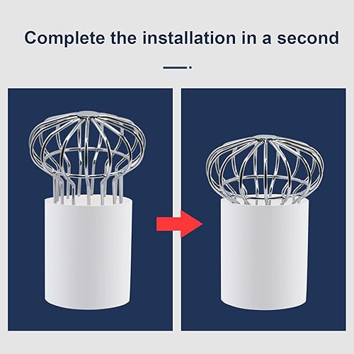 Miniatura 5 de Vomeko 304 Stainless Steel Drain Cover - Outdoor Roof Anti-Blocking Line Cap, Gutter Protector Cleaner, 4-Inch Drain Cover for Effective Gutter