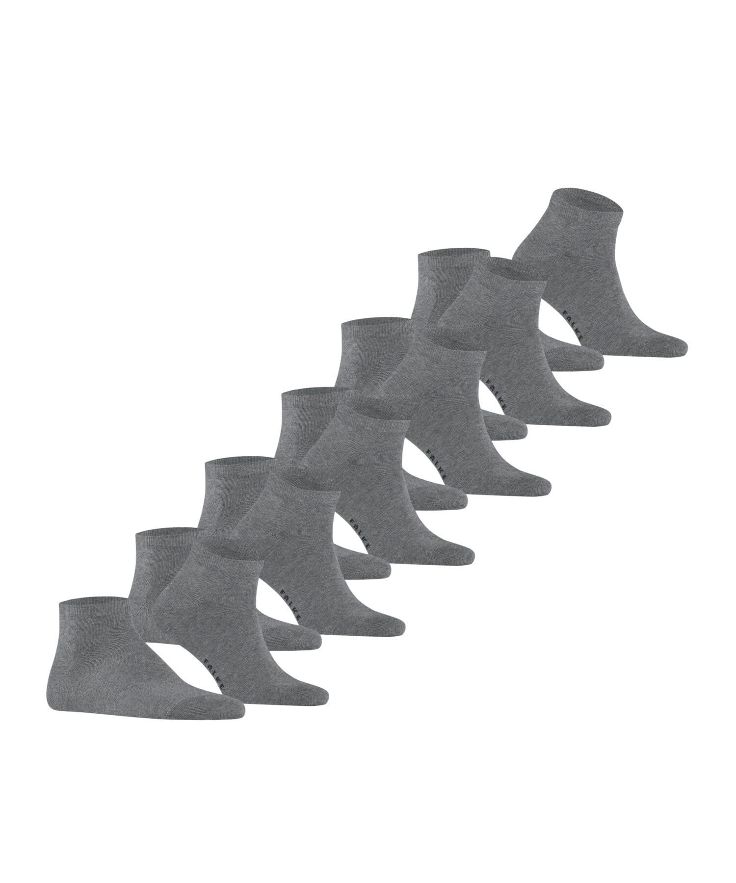 FALKE Mężczyźni Skarpety do trampek Happy Multipack M Sn bawełna krótkie jednokolorowe 6 Pak, Szary Light Grey Melange 3390, 43-46