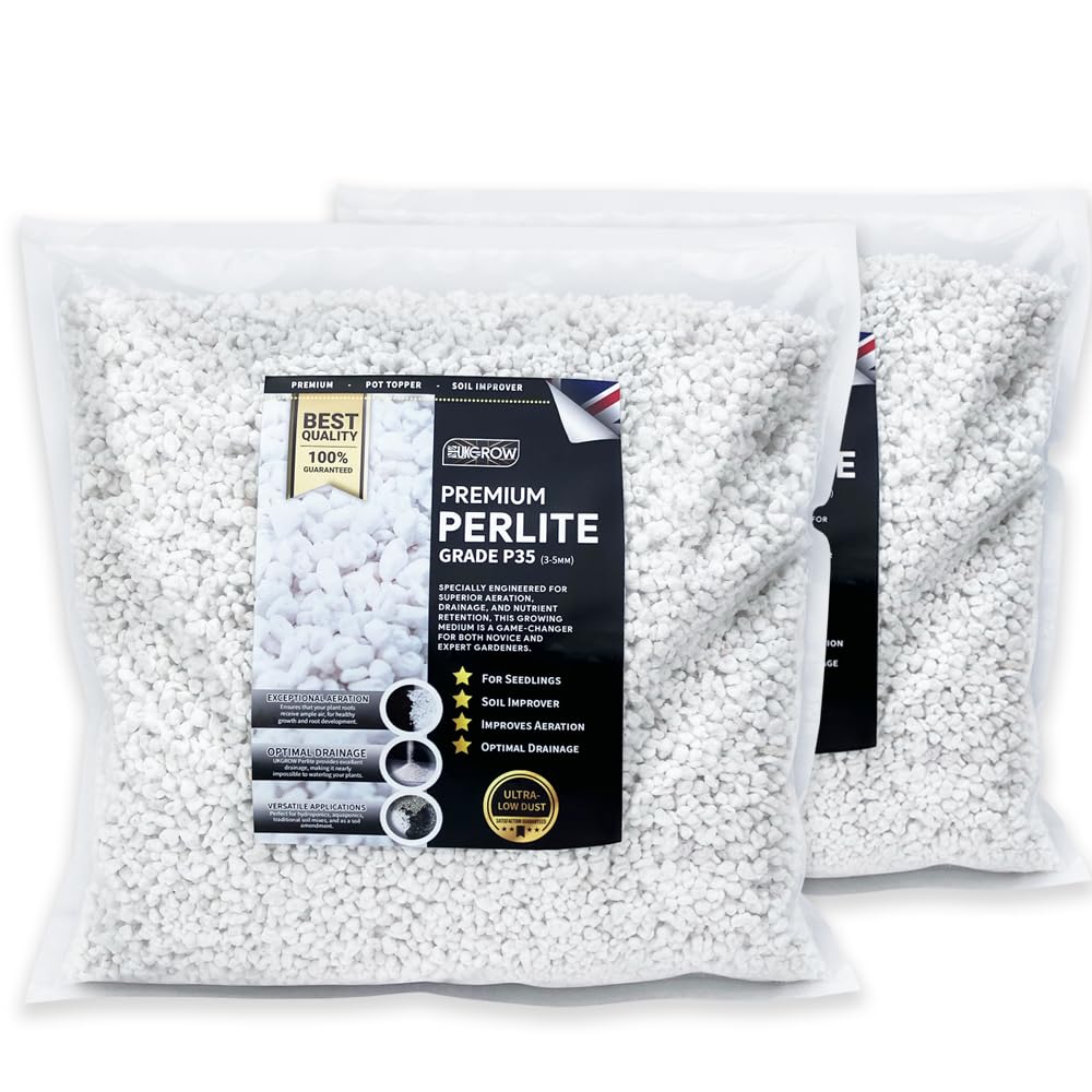 UK GROW 2 x 10L Perlite Soil Conditioner - Improve Water Retention and Nutrient Absorption in Your Garden (2 x 10L Perlite)