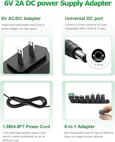 Miniatura 2 de Adaptador de fuente de alimentación de 6 V 2 A CC para modelos de monitor AC 100V-240V a DC 6 voltios 2Amp 1A cargador para ProForm Elliptical Smart