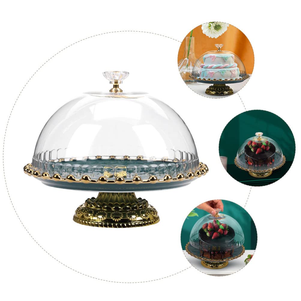 Alzata per torte in ceramica, piatto da portata con coperchio a cupola, supporto per torte e dessert, per feste e matrimoni, 24,5 cm