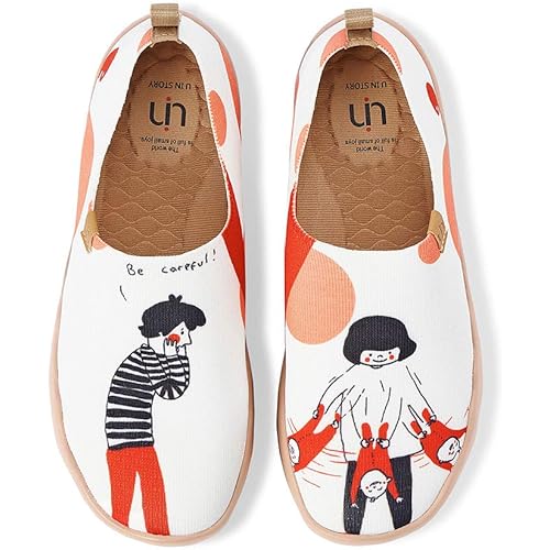 UIN Women's Slip On Sneakers Casual Loafers Knitted Art Painted Comfort Soft Walking Shoes