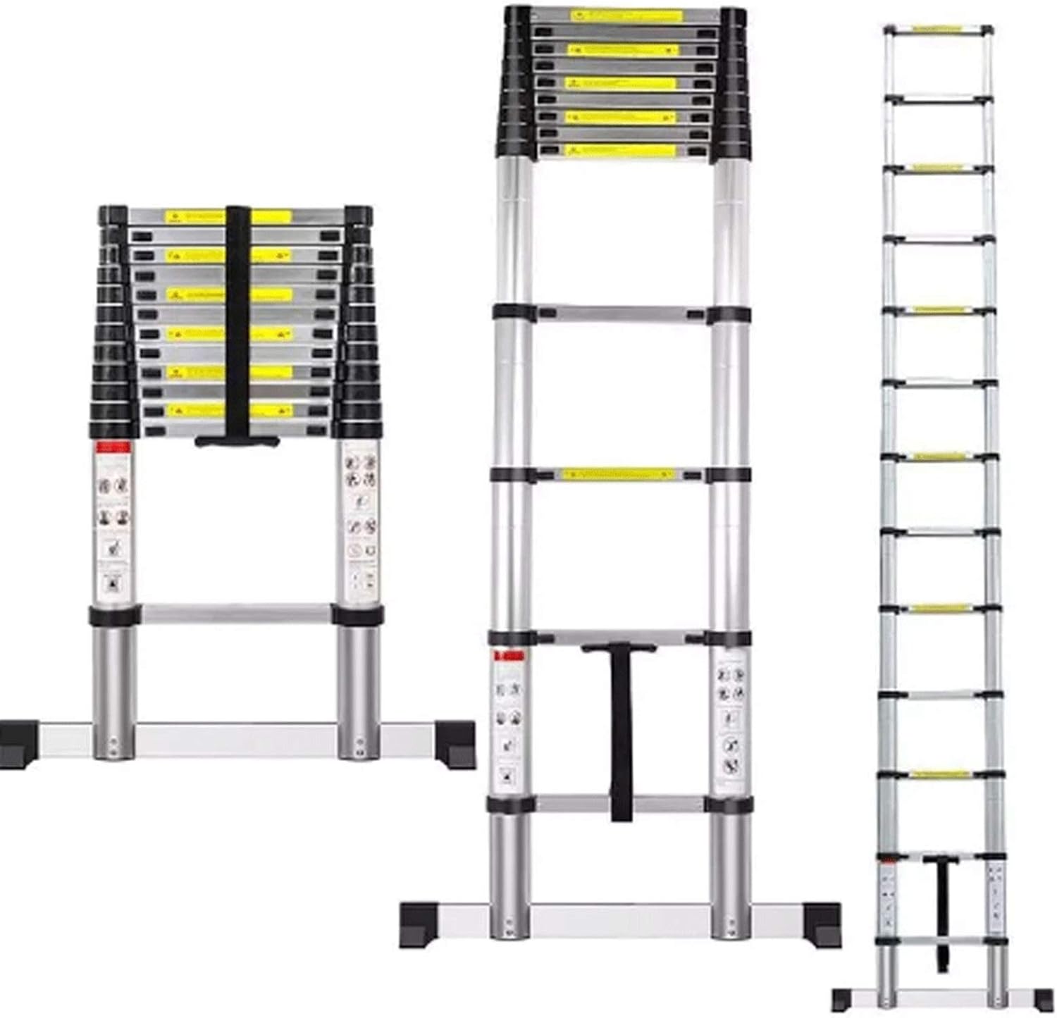 Telescopic Ladder Telescoping Ladders A Word Telescoping Ladder 20 FT One Button Retraction Aluminum Telescopic Extension Extendable Ladder Slow Down Design for Multi-Purpose Extension Ladde
