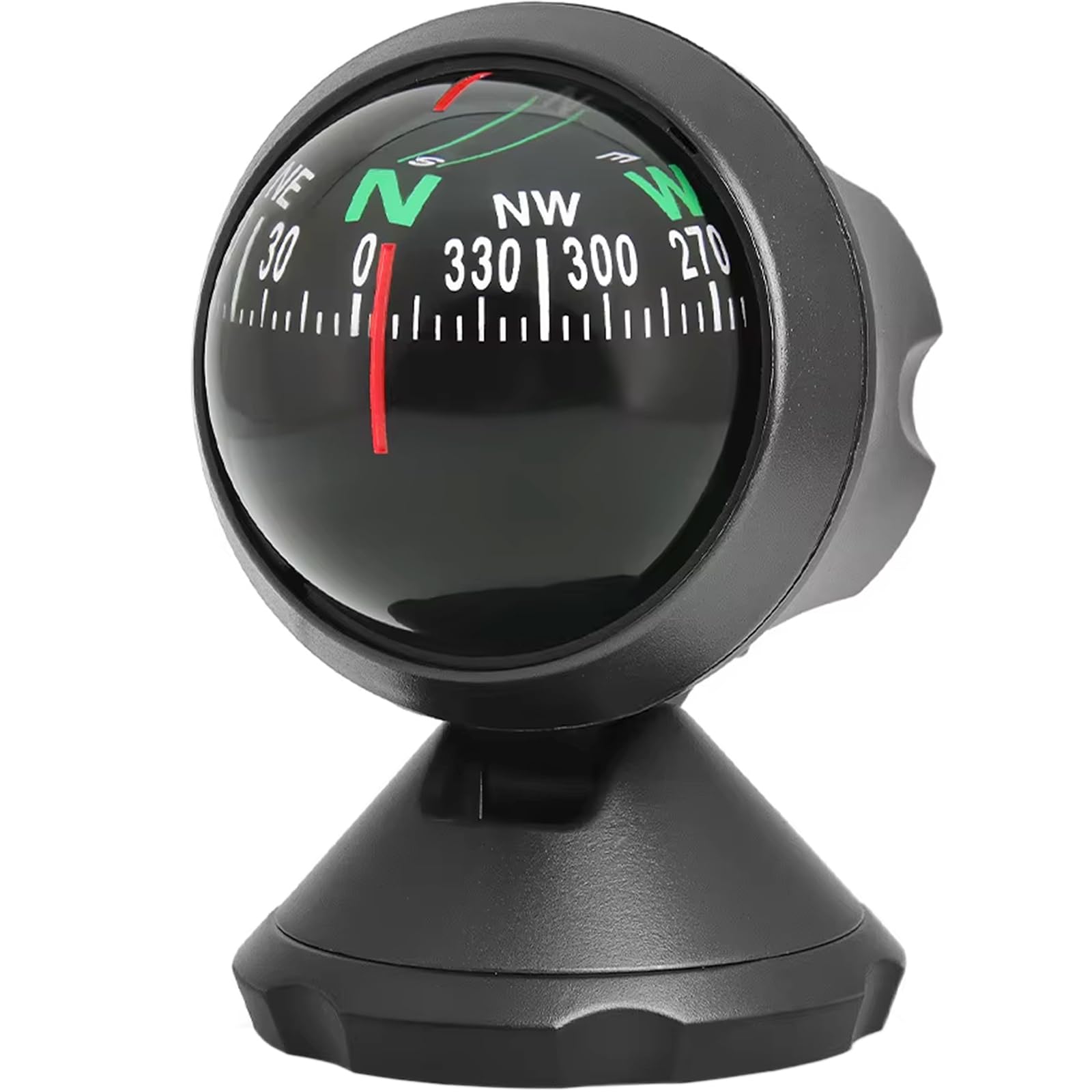Brújula para tablero de automóvil, bola guía de navegación ajustable, portátil, para señalar la dirección, accesorios de decoración interior automotriz, fácil de instalar, color negro