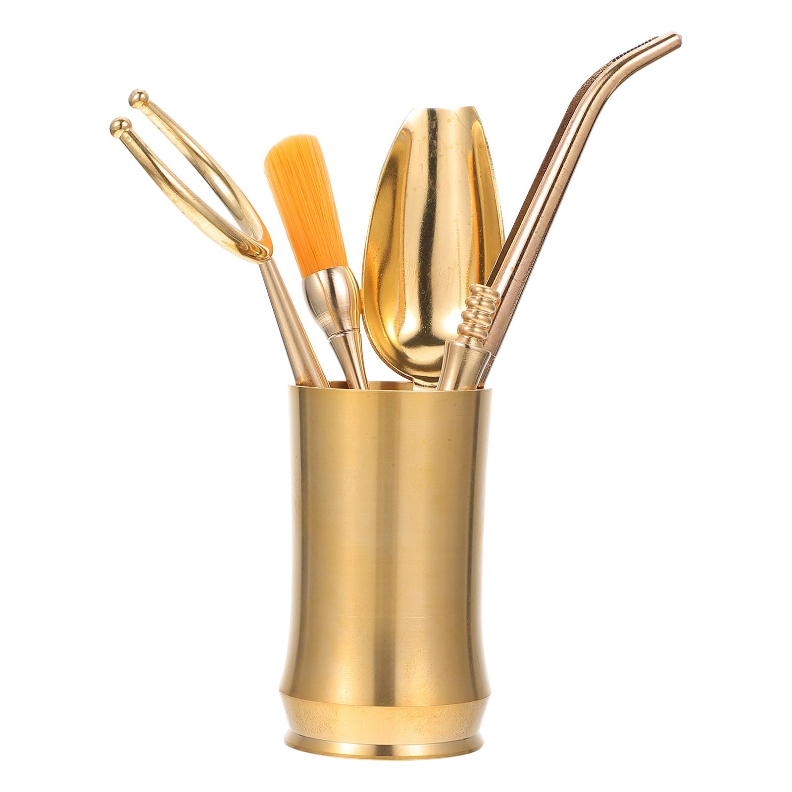 Accessoires pour thé en cuivre doré : un ensemble chic de 5 pièces d'exception