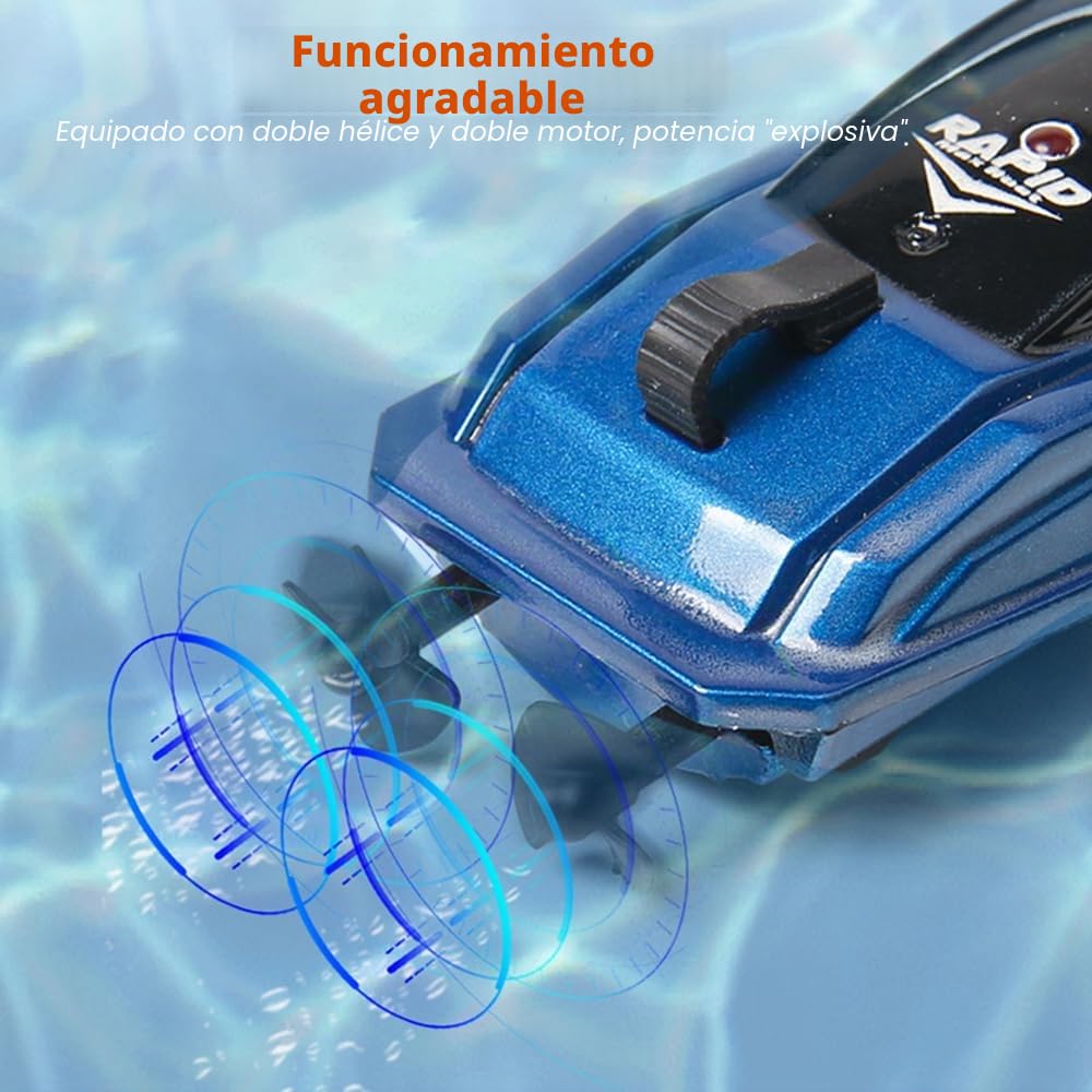 OBEST 2 Piezas Mini Barco Teledirigido, RC Barcos de Carreras con Piscina Inflable, 2.4GHZ Lancha de Control Remoto Eléctrico RC Barco Verano, Boat Juguete de Piscina para Niños a Partir de 8 Años