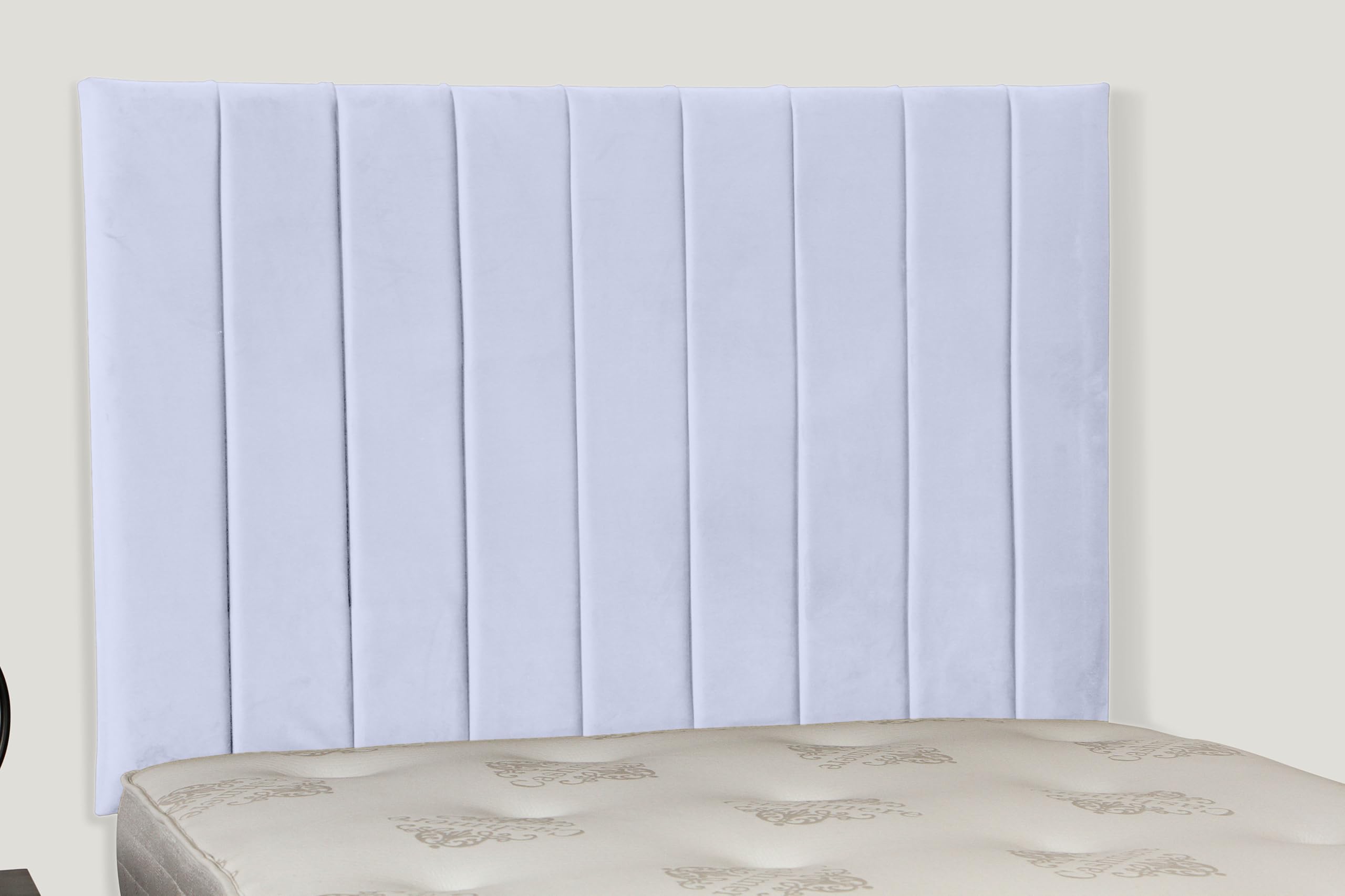36 INCH HEIGHT PORTLAND HEADBOARD IN PLUSH VELVET FABRIC (White, King (U.K. Standard))
