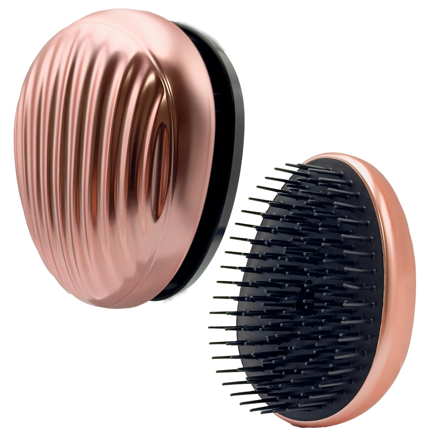 WYNK Spazzola districante portatile da viaggio, a forma di conchiglia, per donne, piccola spazzola per capelli spessi, spazzola districante per capelli da viaggio (oro champagne)
