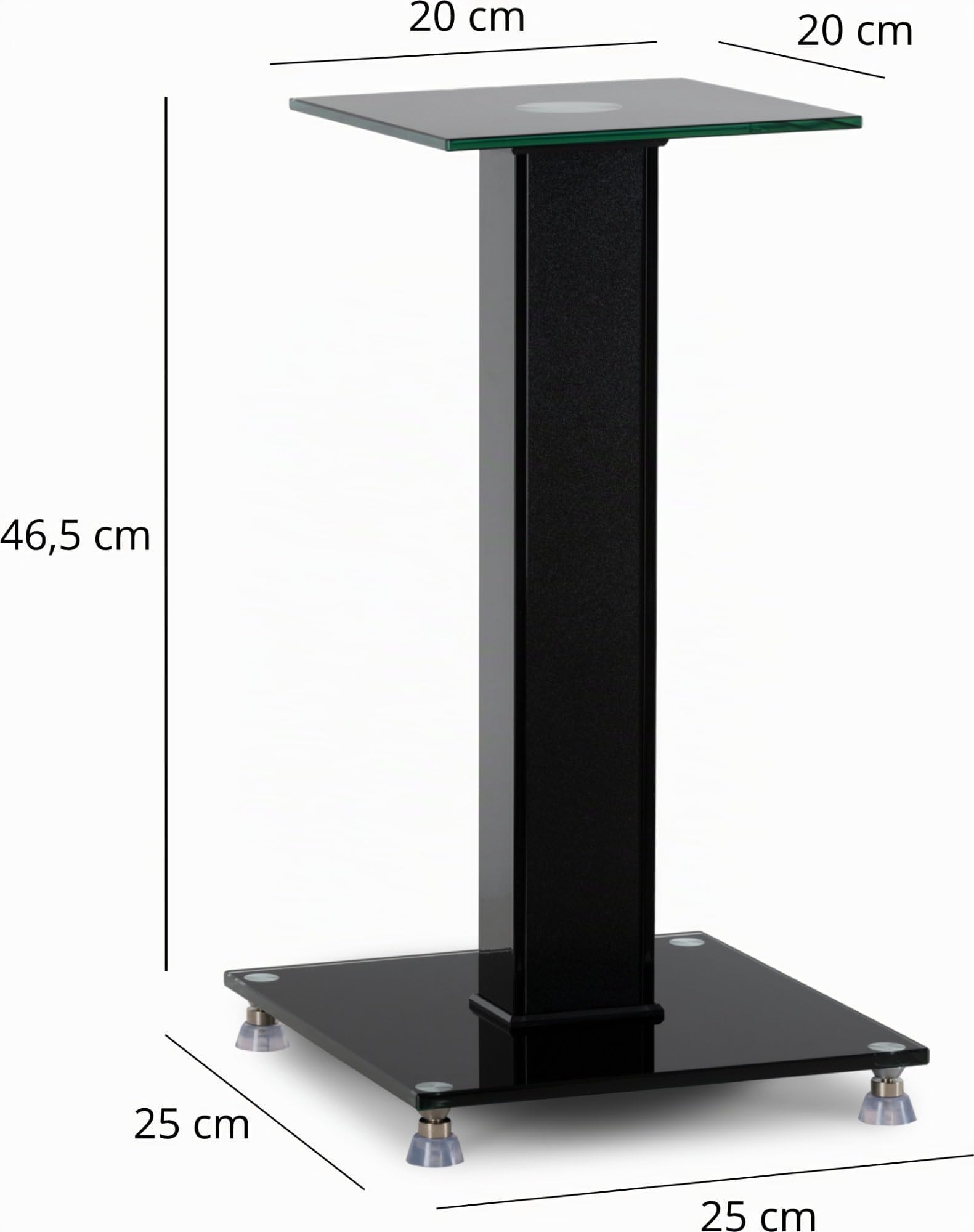 Pronomic SLS-282 BK Pieds d’Enceintes Paire, Plaques en Verre Noir