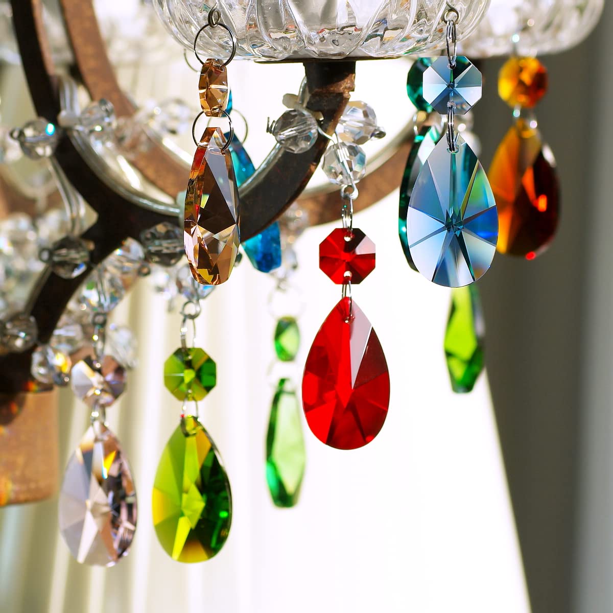 12 Prismes Cristal Goutte De Pluie Bleus 53 Mm - Pour Lustres, Décoration, Attrape-soleil, Bijoux