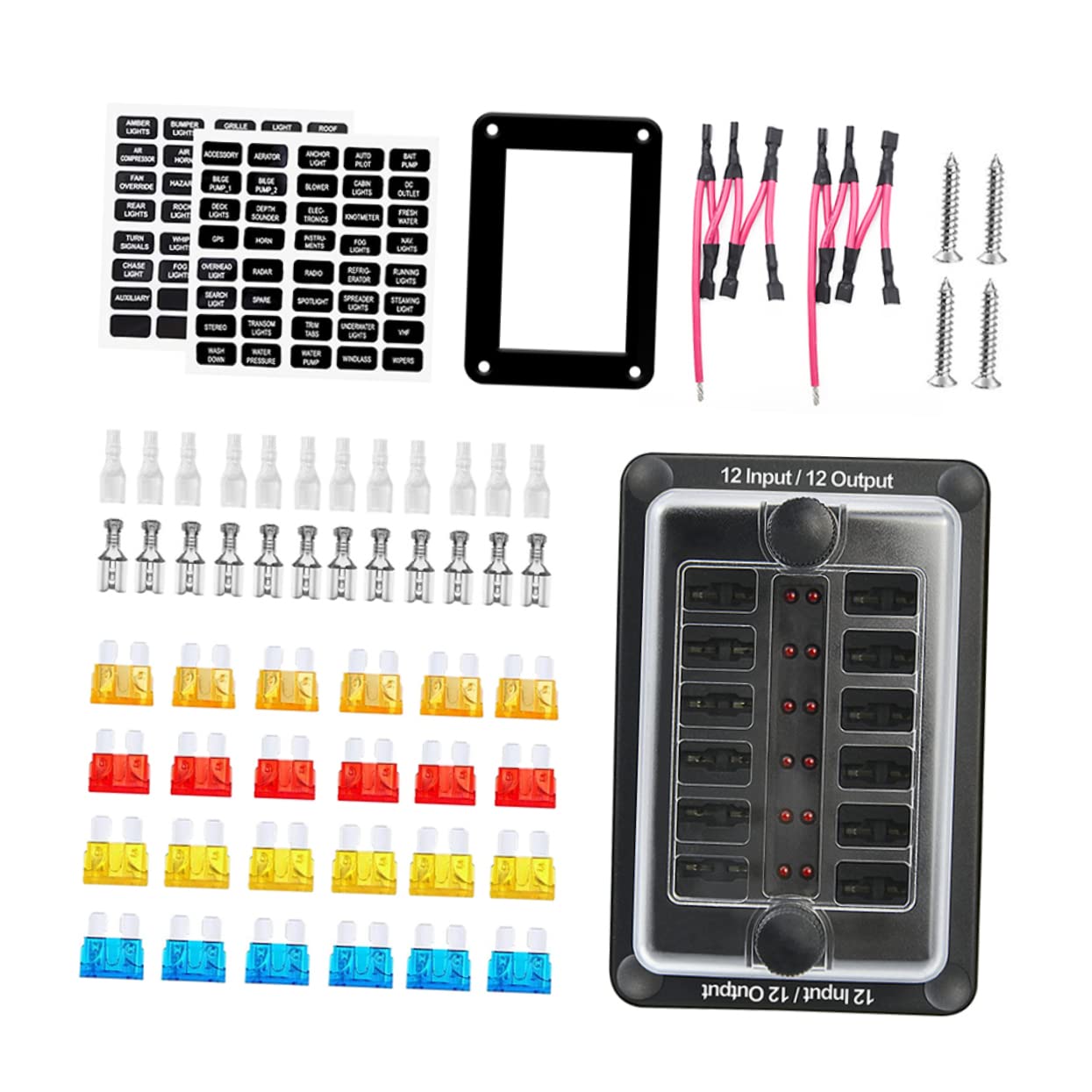 ULTECHNOVO Caja de Fusibles para Coche Bloque de Fusibles Marino Portafusibles de Distribución de Terminales de Batería Adecuado para Camper y Automóvil