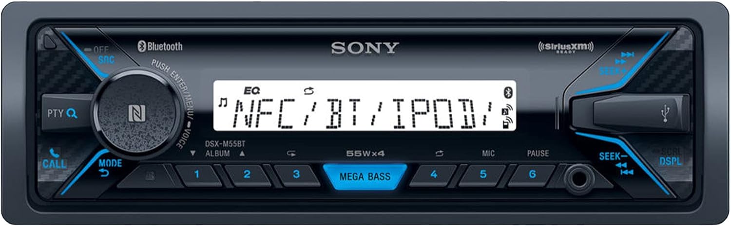 Sony DSX-M55BT Marine Media Receiver with XC2110 Mono Class D Marine Amplifier