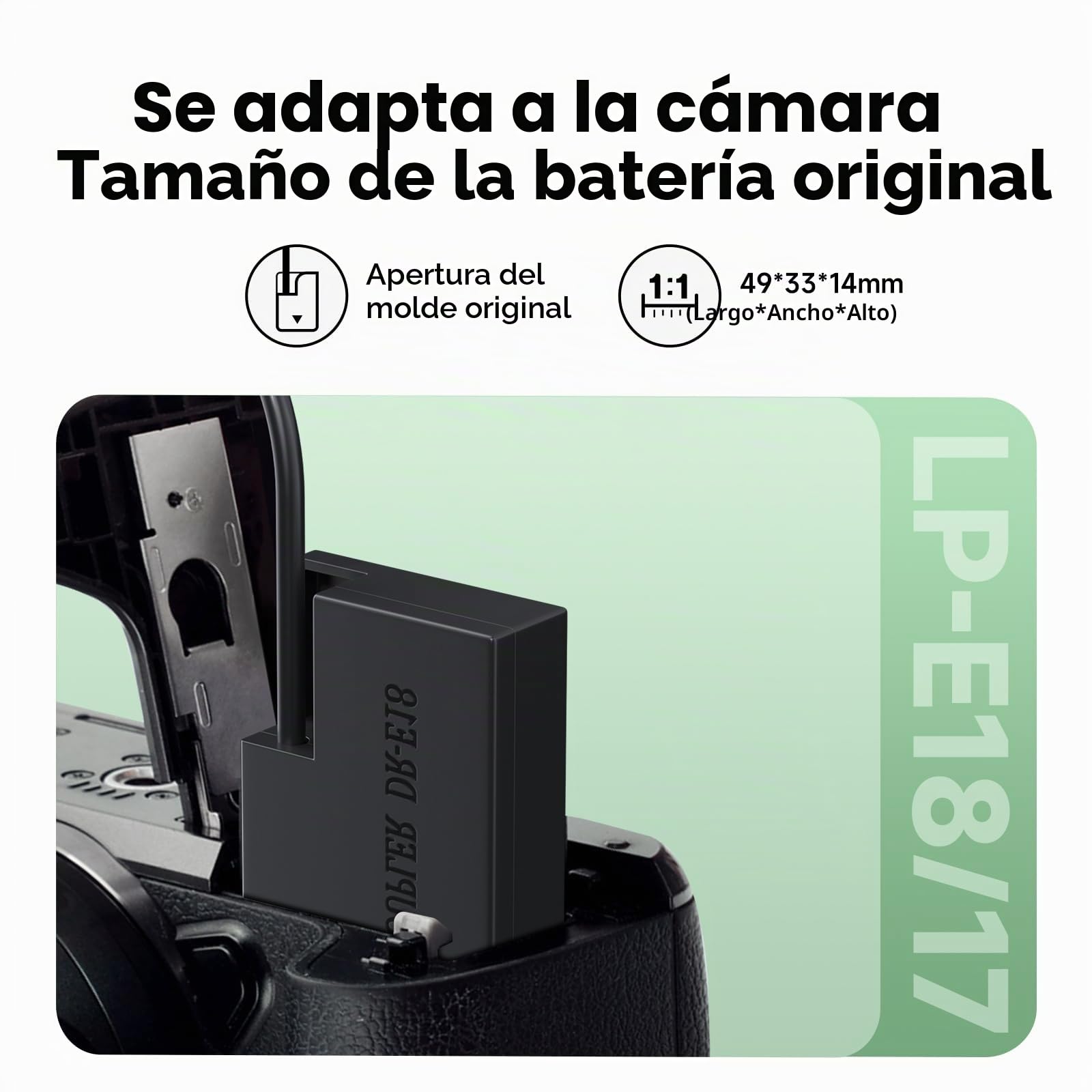 CITYORK DR-E18 Adaptador de Corriente alterna de Repuesto, Kit de batería LP-E17/18 para Canon Rebel SL2, T6i, T6s, T7i, EOS M3, M5, M6, EOS 200D, 250D, 77D, 750D, 760D, 800D, 8000D, Kiss X8i cámaras