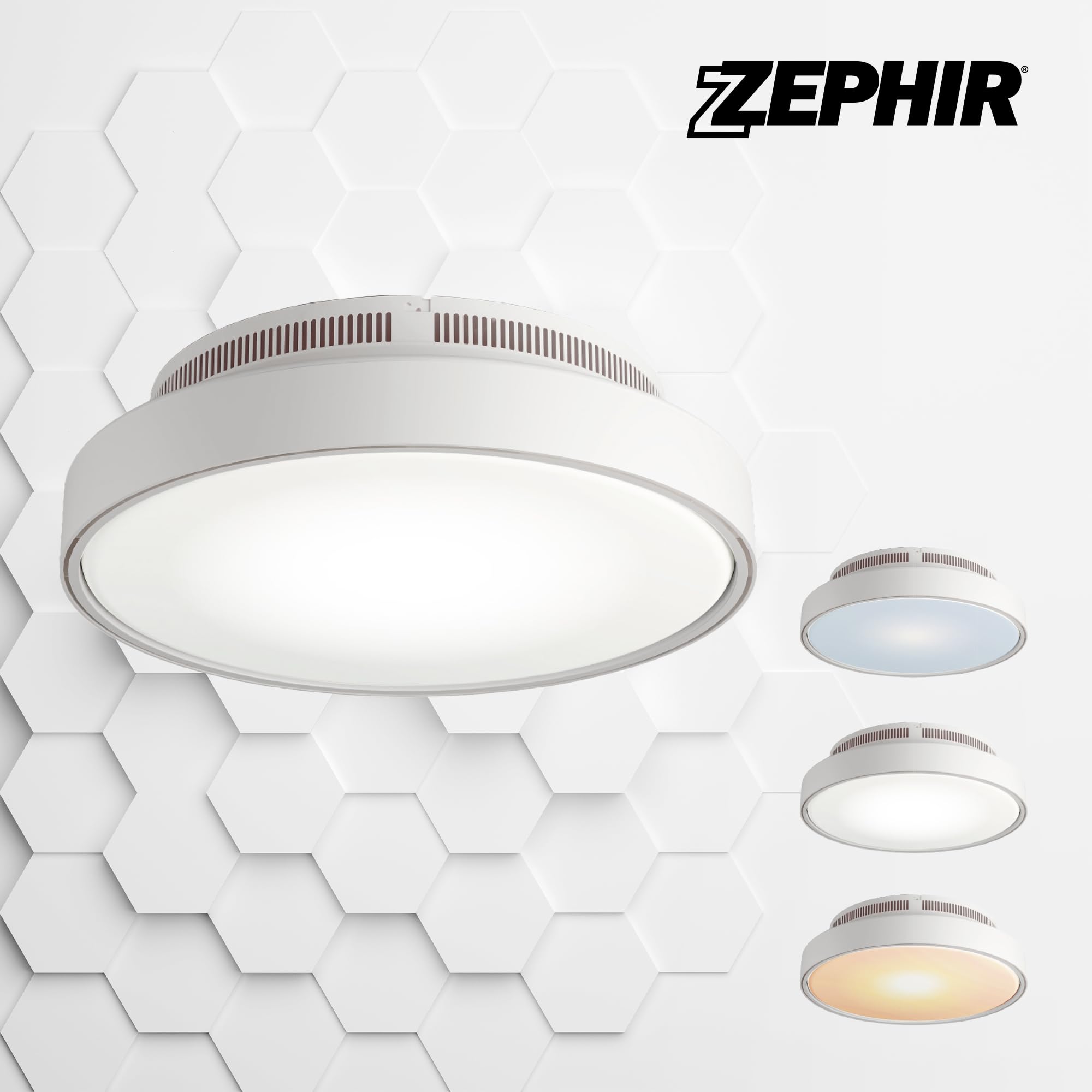 Zephir Ventilatore Plafoniera LED Senza Pale, Luce Bianca CCT 48W, 6 Velocità, Timer E Funzione Notturna, Motore 35W, 17x52 Cm