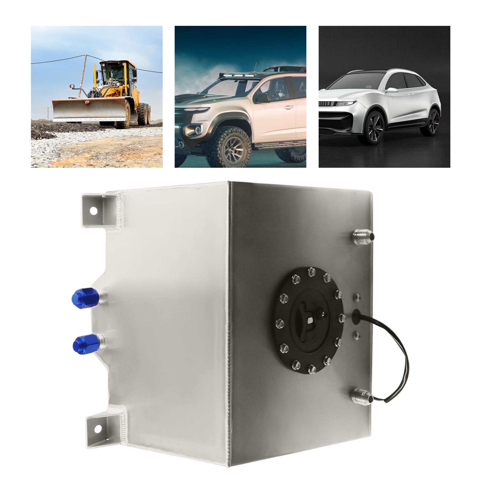 20L Kraftstofftank Aluminium, 5 Gallonen Treibstofftank, Kraftstofftank mit Ölstandsensor, Kunststoffdeckel Motorsport Benzintank, für Lastwagen, Geländefahrzeuge
