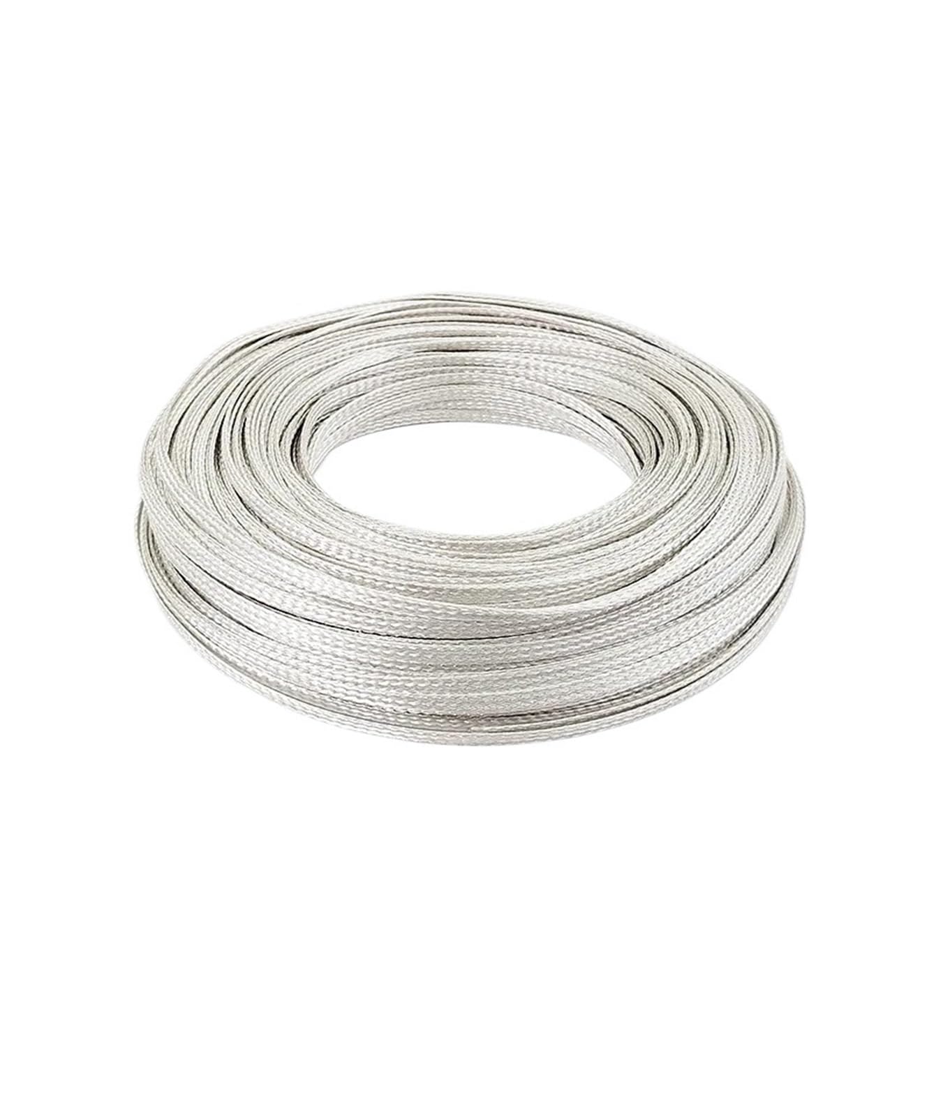 Płaski miedziany pleciony kabel 1 szt., 5 m, ekranowanie elektromagnetyczne, posrebrzana tuleja, ID 2/4/6/8/10/12/16/20/25 mm kabel sygnałowy, ochrona przed zakłóceniami, rękaw (16 mm)