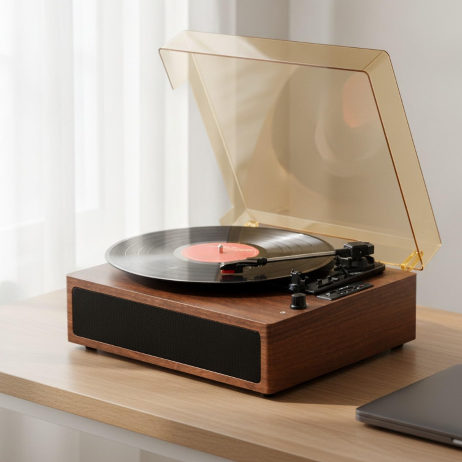 Amagogo Kompakt Platten mit Multifunktions, Platten mit en -Lautsprechn, Vielseitig, Turntable, für Büro, Leseecke