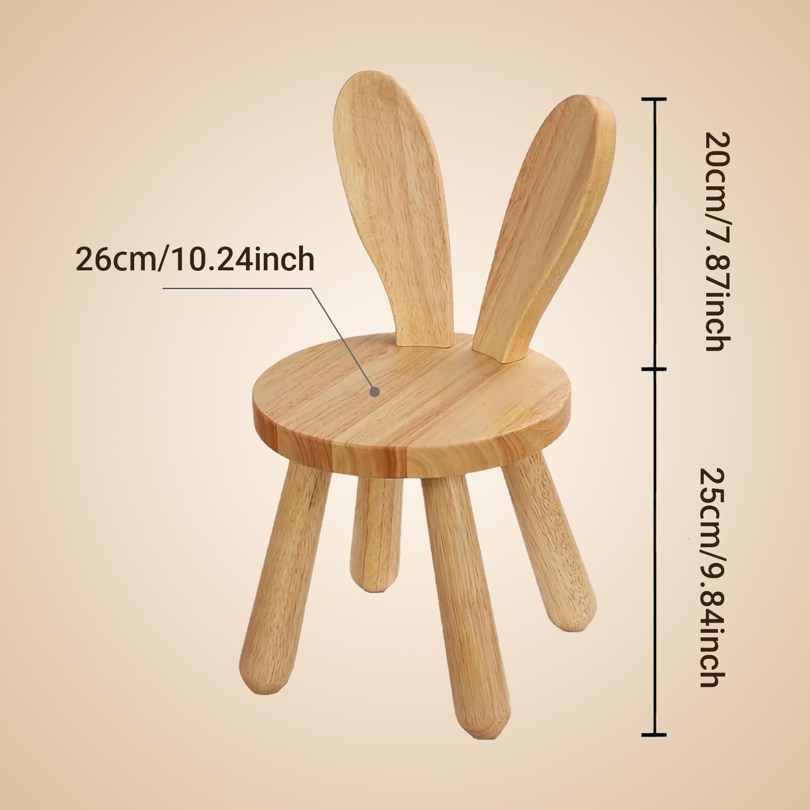 Petite Chaise Enfant Bois Oreilles de Lapin 45 x Ø 26 cm Tabouret Massif Chambre d'enfant