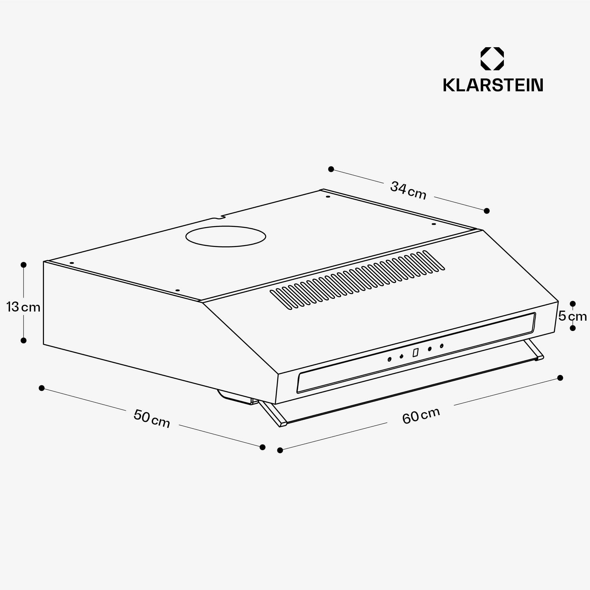 Klarstein Purista Force - Cappa Aspirante da Incasso, 60cm, 400 m³/ora, Doppio Motore, Touch LED, Efficienza Energetica C, Modalità di Scarico/Ricircolo, Illuminazione LED, Bianco