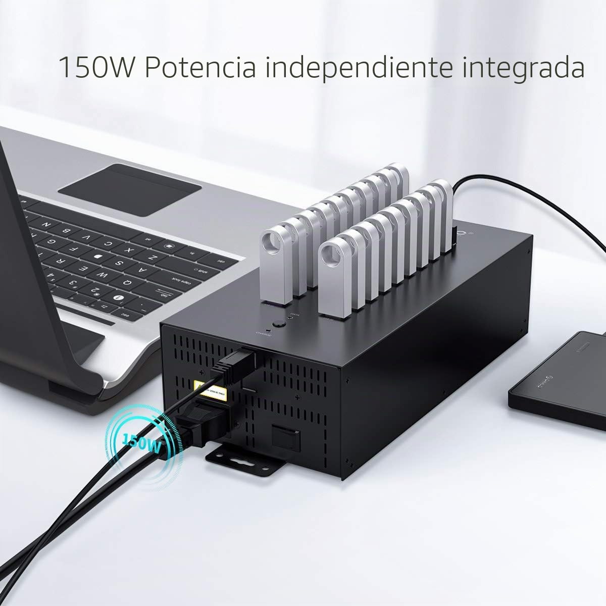 ORICO Industrial USB Hub, 20 Puertos montable 150W Powered USB 2.0 Hub Grado Industrial, la Caja Full Metal, de Alta Velocidad de Transferencia de Datos
