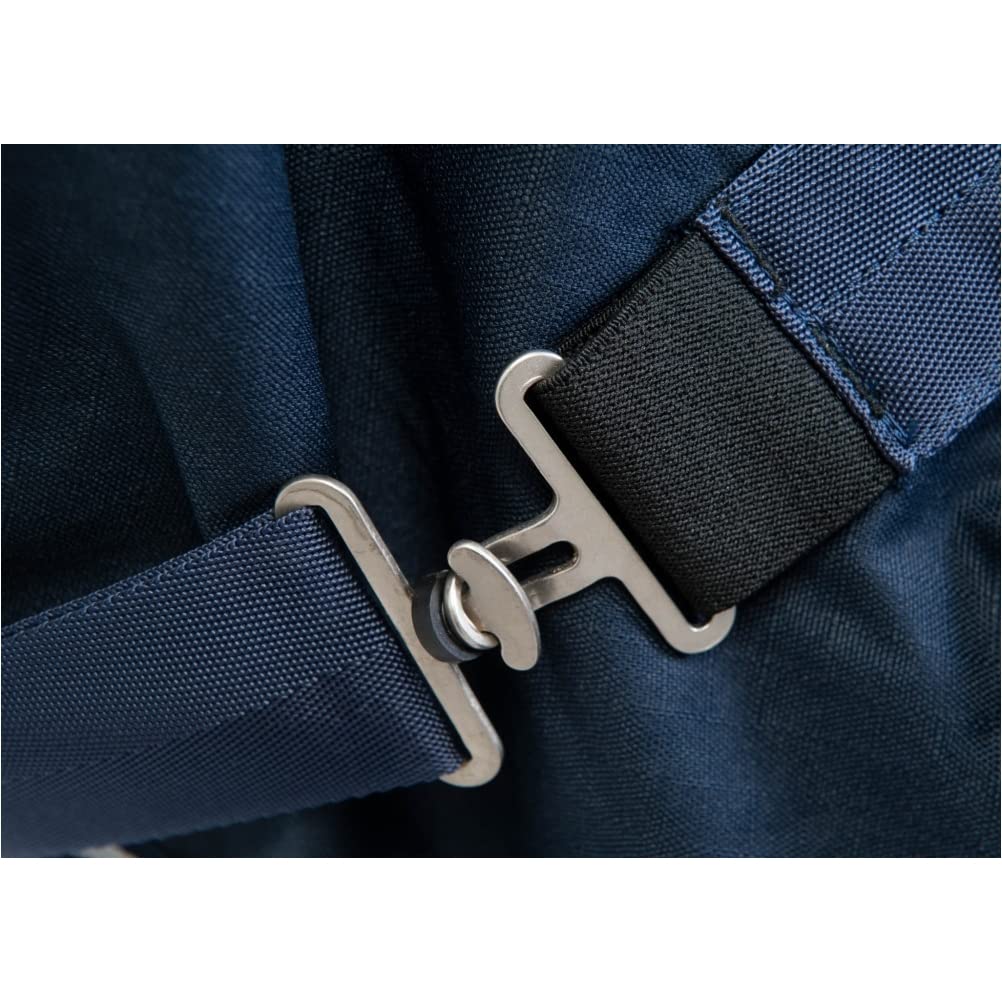 Marengos - Führanlagendecke Comfort | Führmaschinendecke mit Fleece-Innenfutter | wasserdichte & atmungsaktive Longierdecke | mit Kreuzgurten mit Elastikeinsatz | Pferdedecke in Marine 135 cm | Führmaschinendecke mit Fleece-Innenfutter – wasserdichte & at