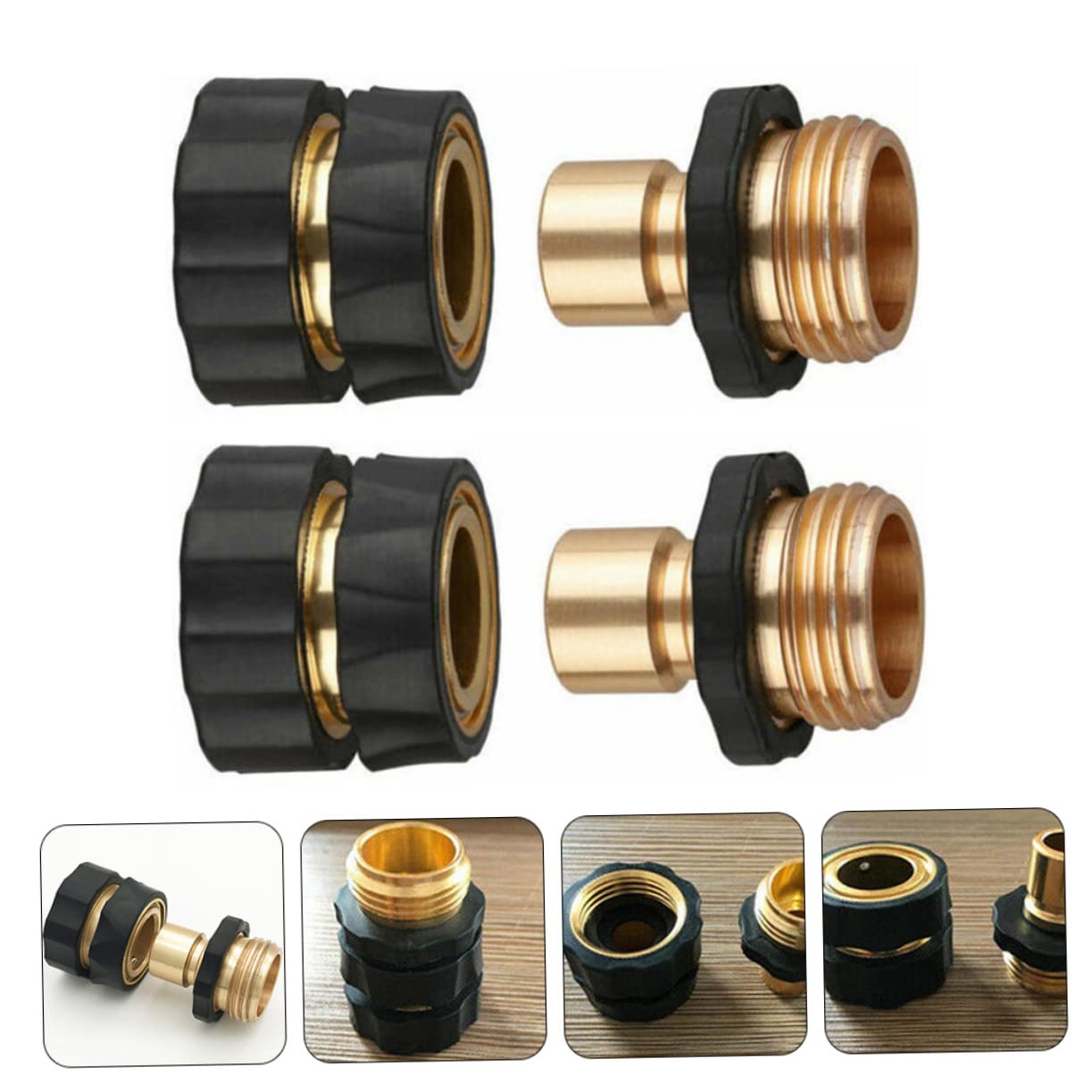 Toddmomy Kit de conectores de manguera de jardín, adaptador de conexión rápida para grifo, resistente (2 pares)